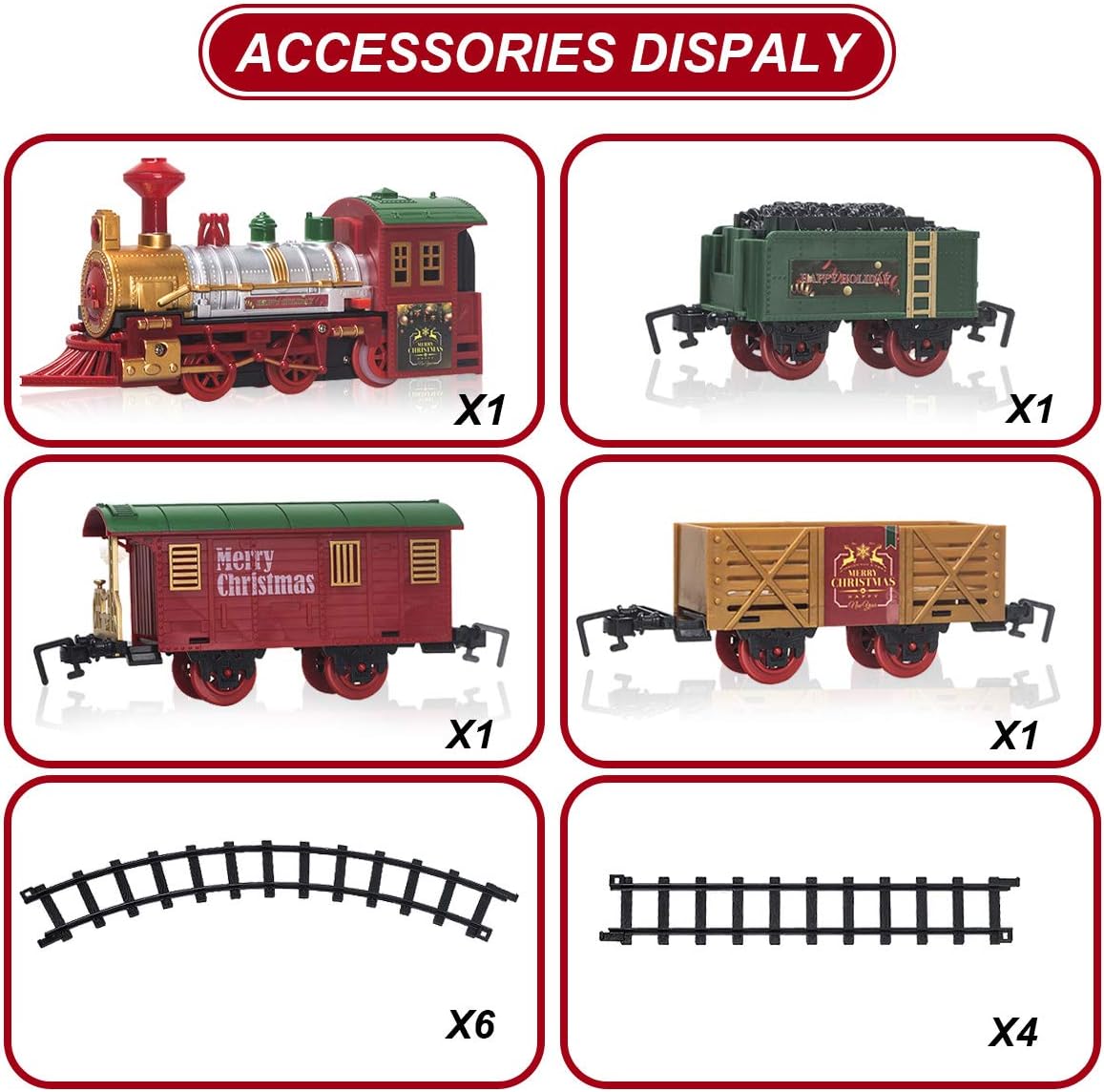 Classic Christmas Train Set with Lights and Sounds Railway Tracks Sets Battery Operated Train Toy Models with 11.5 Ft Tracks Playset for Under The