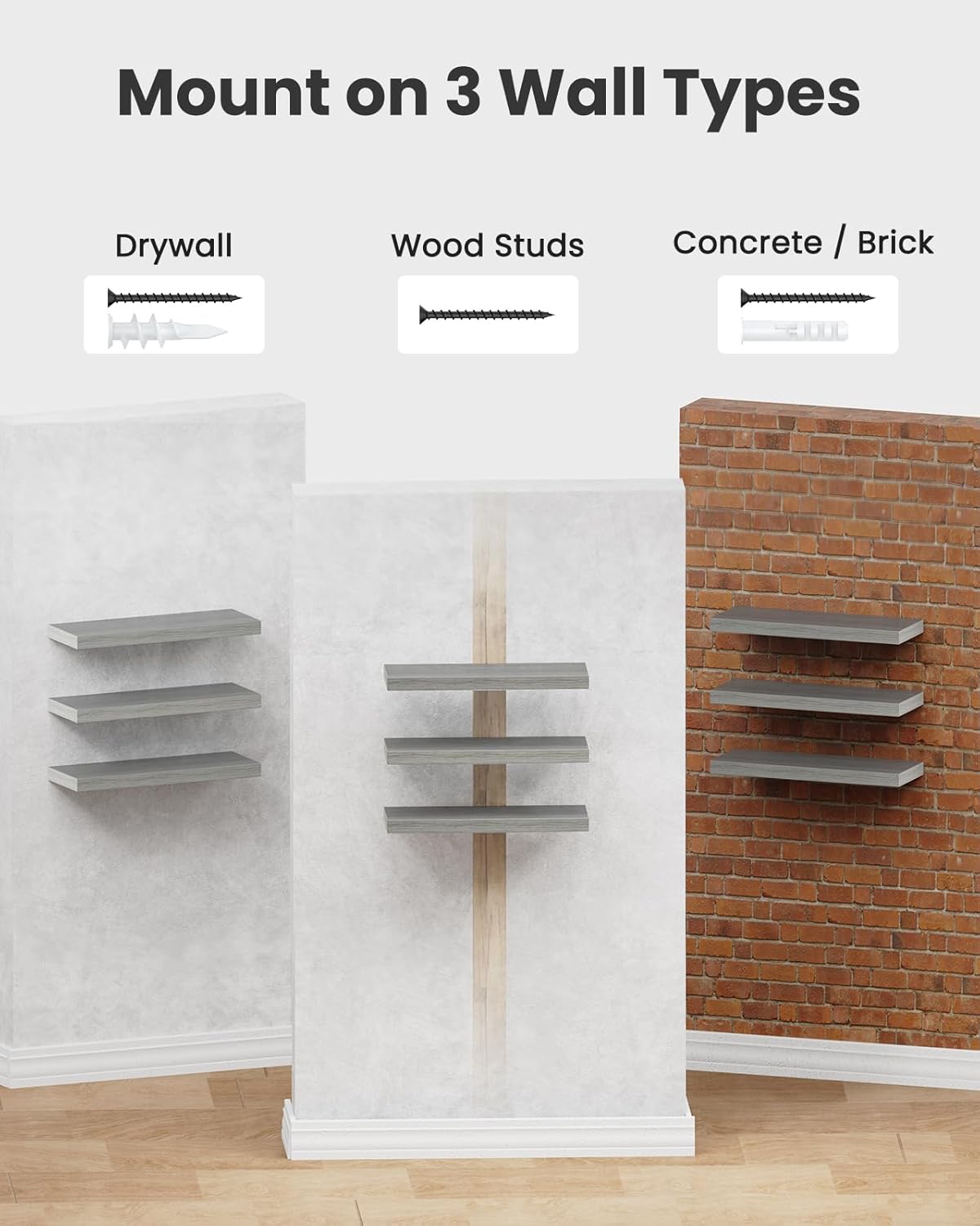 AMADA HOMEFURNISHING Floating Shelves, Wall Shelves for Bathroom/Living Room/Bedroom/Kitchen Decor