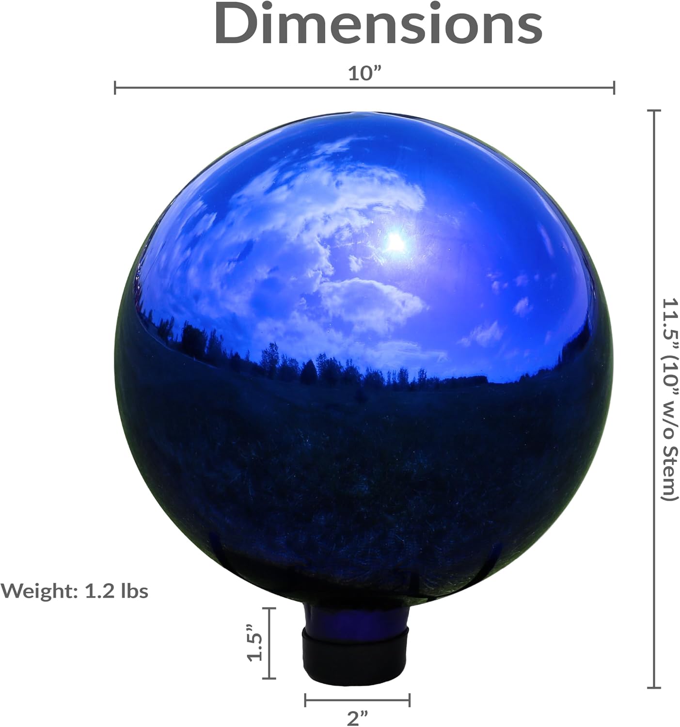 Sunnydaze 10-Inch Handblown Mirrored Glass Gazing Ball, Red | Reflective Outdoor Garden Globe Sphere, for Yard, Patio, Flower Bed, Walkway, and Landscape Decor, Stainless Steel Finish