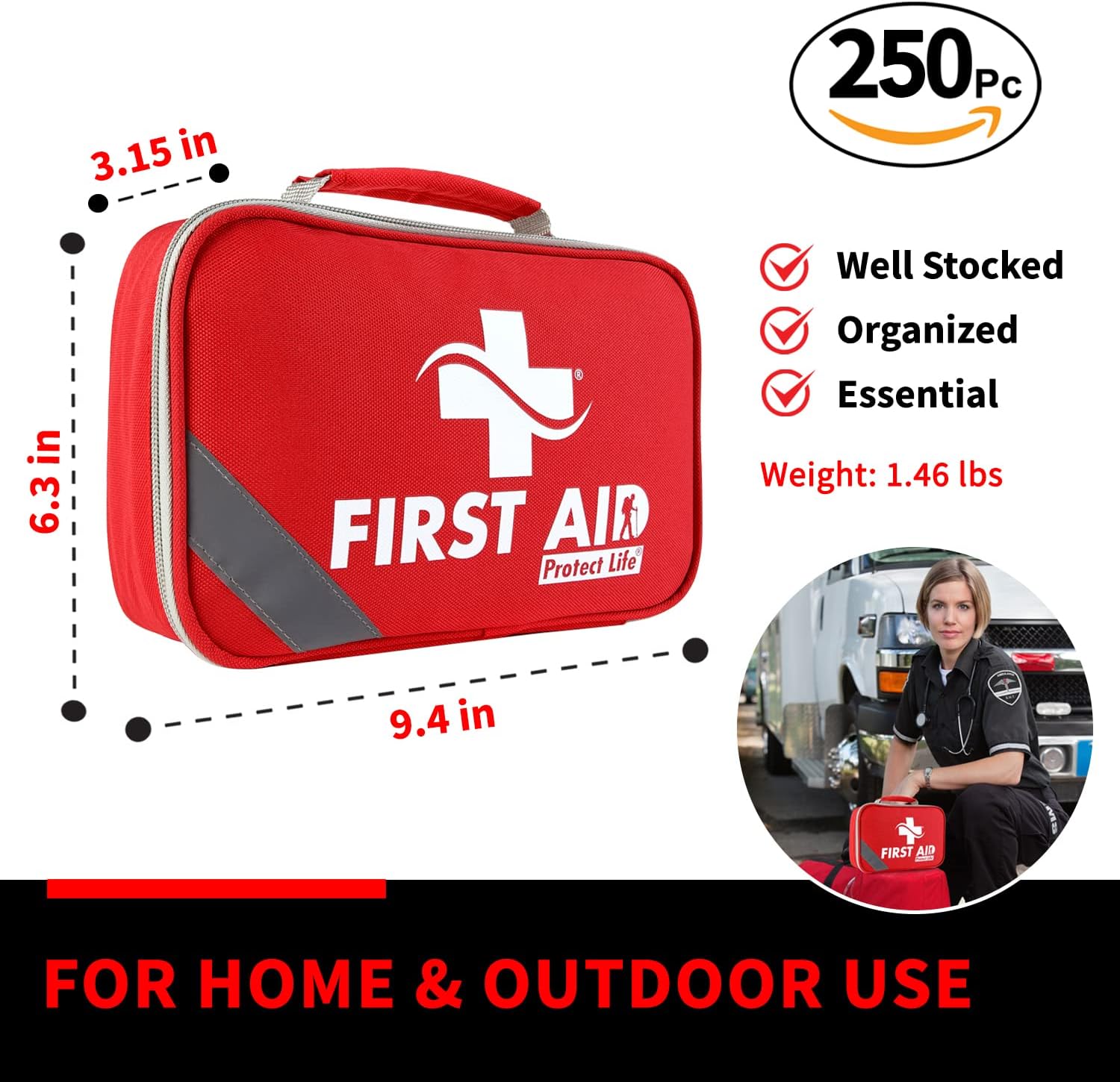 Protect Life Travel First Aid Kit for Car - Small Mini Emergency Kit, 100 Piece Waterproof First Aid Kit for Home, Camping, Boat & Hiking - Includes Emergency Blanket & First Aid Guide