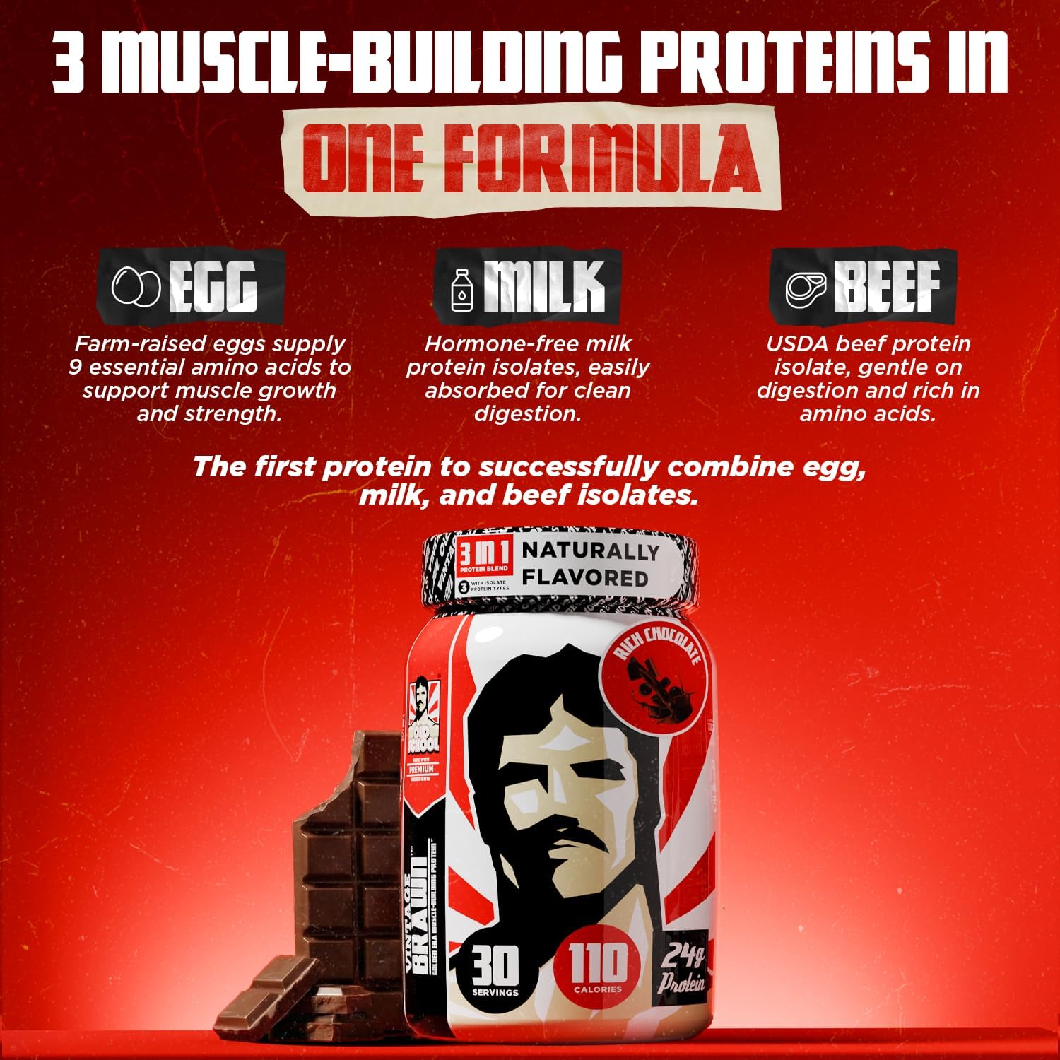 Old School Labs Protein Powder Isolate from Egg, Milk & Beef, 2.1 lbs | For Building Muscle, Endurance & Post-Workout Recovery for Men & Women