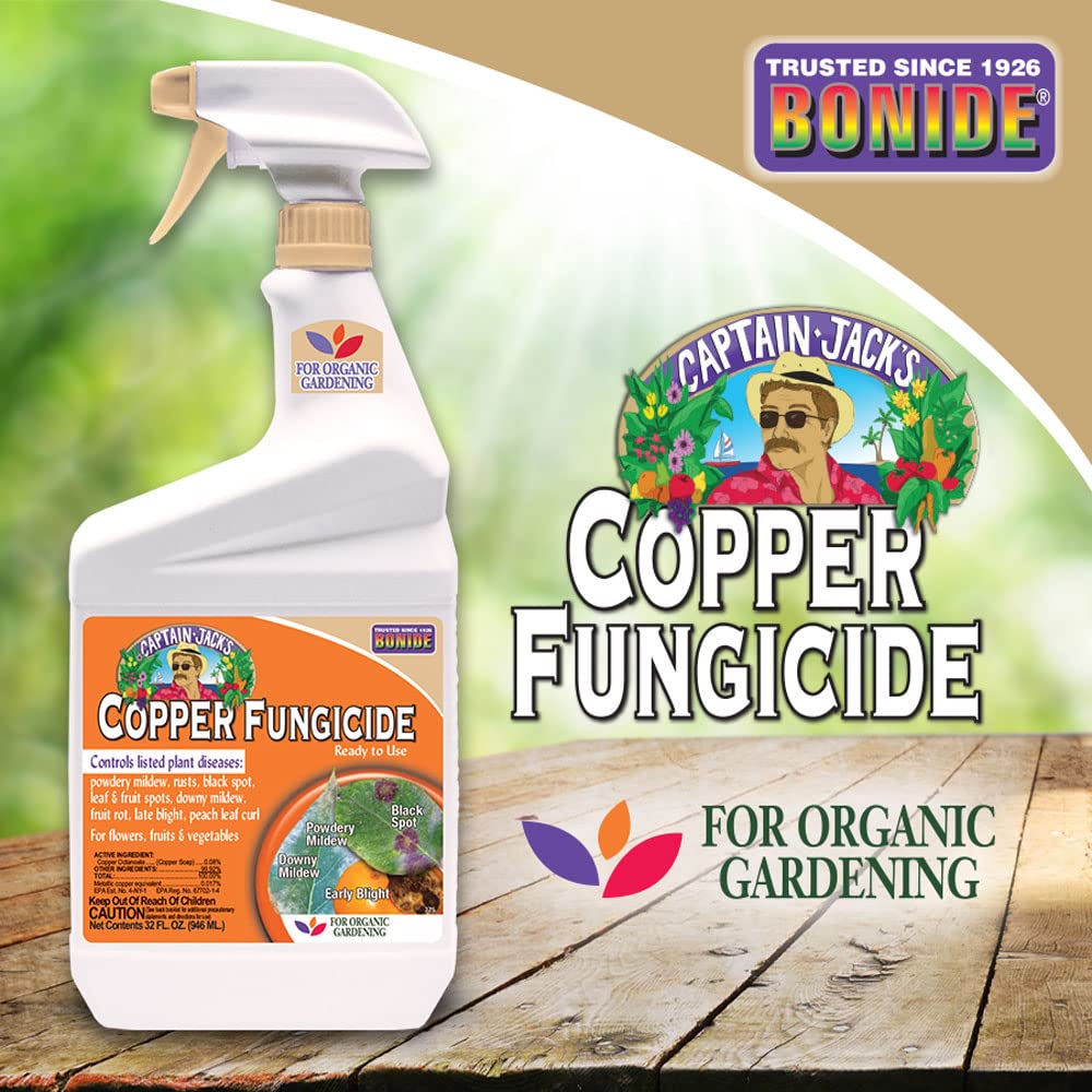 Bonide Captain Jack's Copper Fungicide, 32 oz Ready-to-Use Spray for Organic Gardening, Controls Common Diseases | For Organic Gardening, Controls Common Diseases on Plants