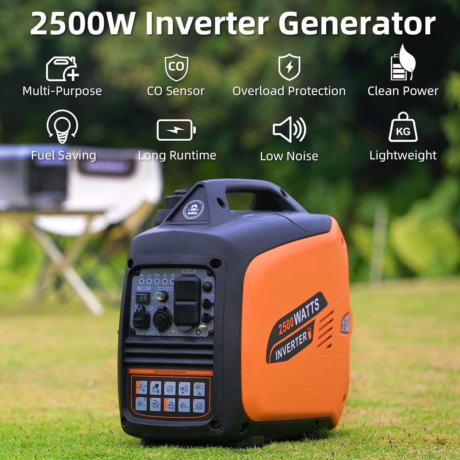 Oxseryn 2800-Watts Portable Inverter Generator, Gas Generators for Home Use, Camping, Super Quiet Emergency Home Backup, with Fuel Shut Off, 1.1Gal Fuel Tank, 39Lbs, EPA Compliant