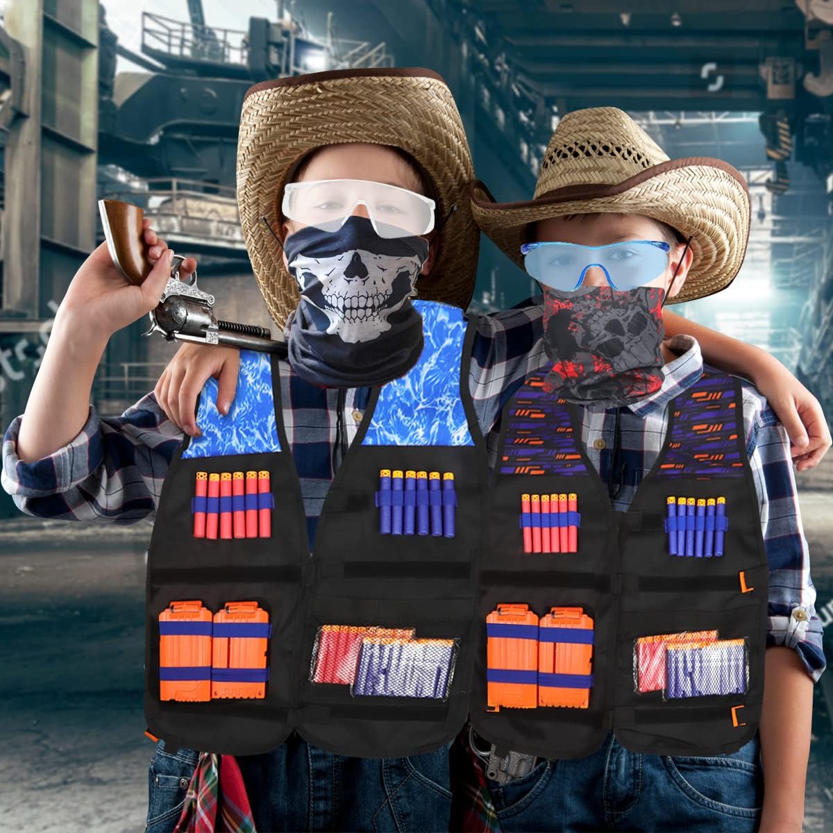 POKONBOY 2 Sets Tactical Vest Kits Compatible with Nerf Guns N-Strike Elite Series
