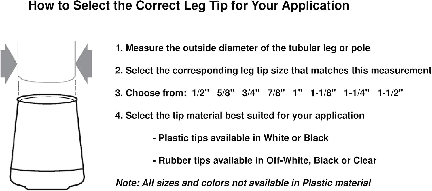 Shepherd Hardware 9126 3/4-Inch Inside Diameter Rubber Leg Tips, 4-Pack, Black