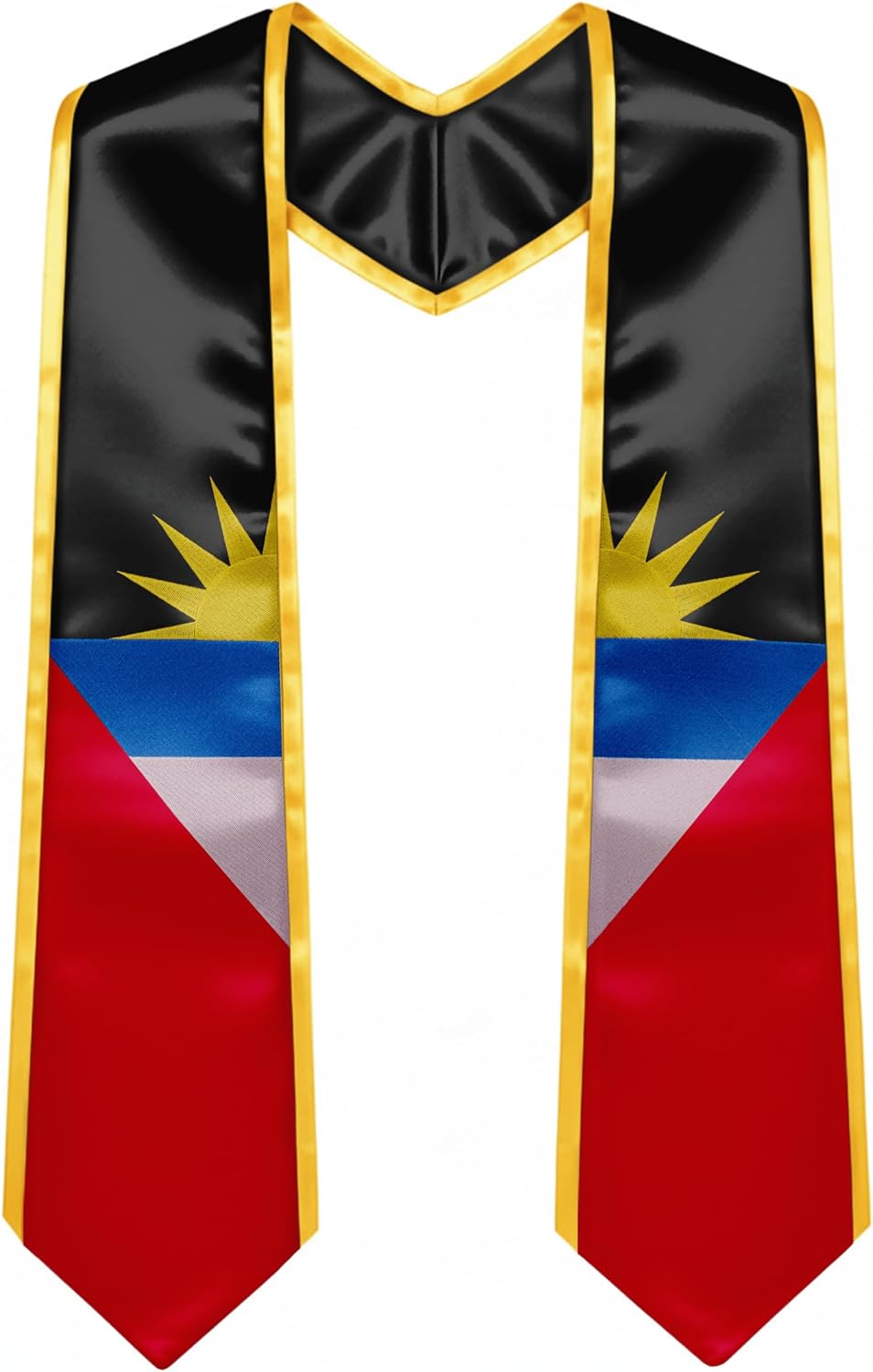 YOXEULL National Flag Embroidered Graduation Stole with Trim, Graduation Sash Graduates Gift, 72"