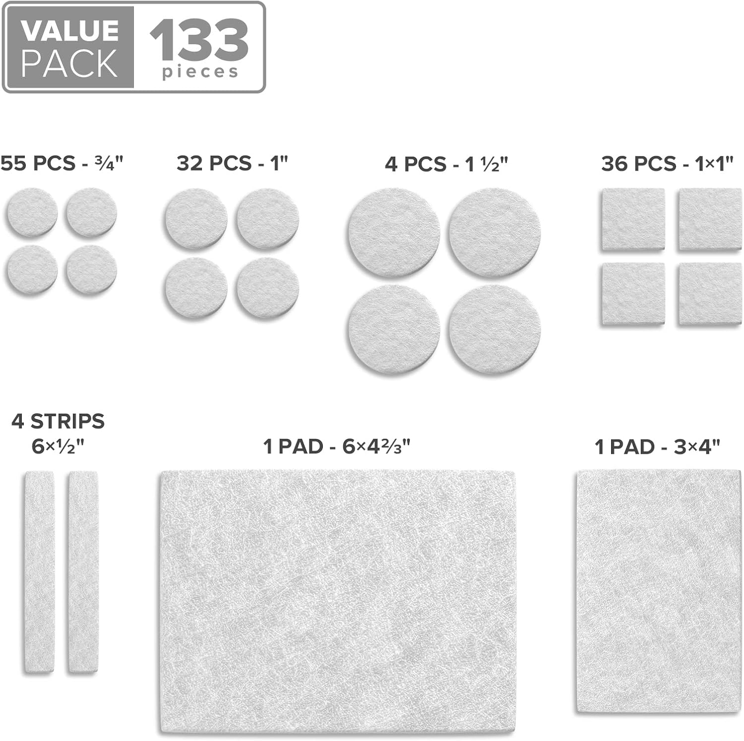 Felt Furniture Pads X-PROTECTOR 133 PCS Premium Furniture Pads - Felt Pads | Furniture Feet Wood Floor Protectors - Protect Your Hardwood & Laminate Flooring! Brown and Beige
