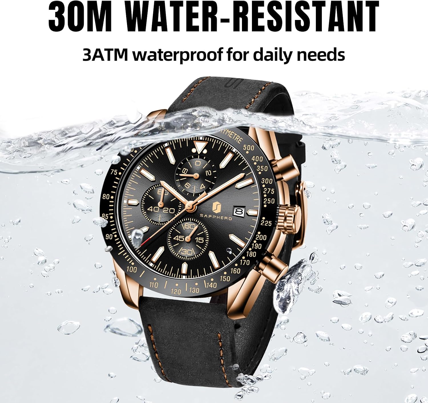 BENYAR Watch for Men Analog Quartz Chronograph Waterproof Luminous Designer Mens Wrist Watches Business Work Sport Casual Dress Watch with Silicone Strap Elegant Gifts for Men