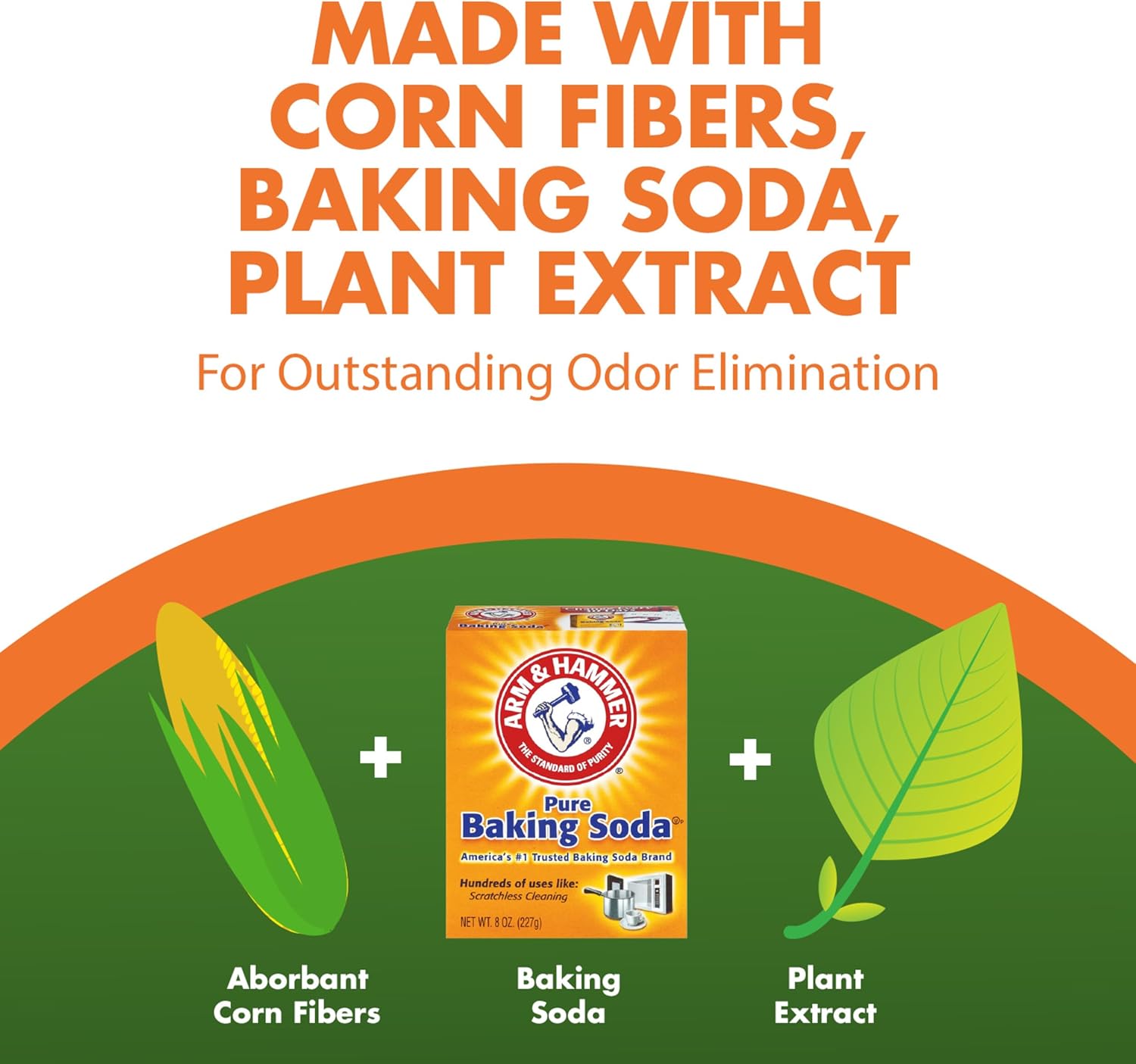 ARM & HAMMER Naturals Clumping Cat Litter, Multi Cat, 18 lbs | Plant-Based, Easy Scoop Clumps, Outstanding Odor Control, 2X Liquid Absorption, Low Dust, Lightweight Formula