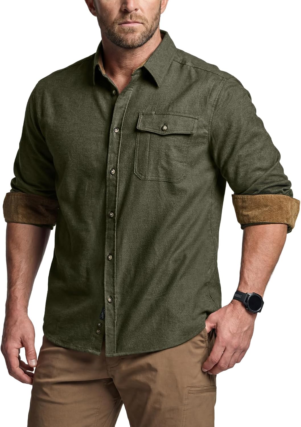CQR Men's 100% All Cotton Button Down Flannel Shirts, Long Sleeve Brushed Warm Soft Casual Outdoor Plaid Shirt