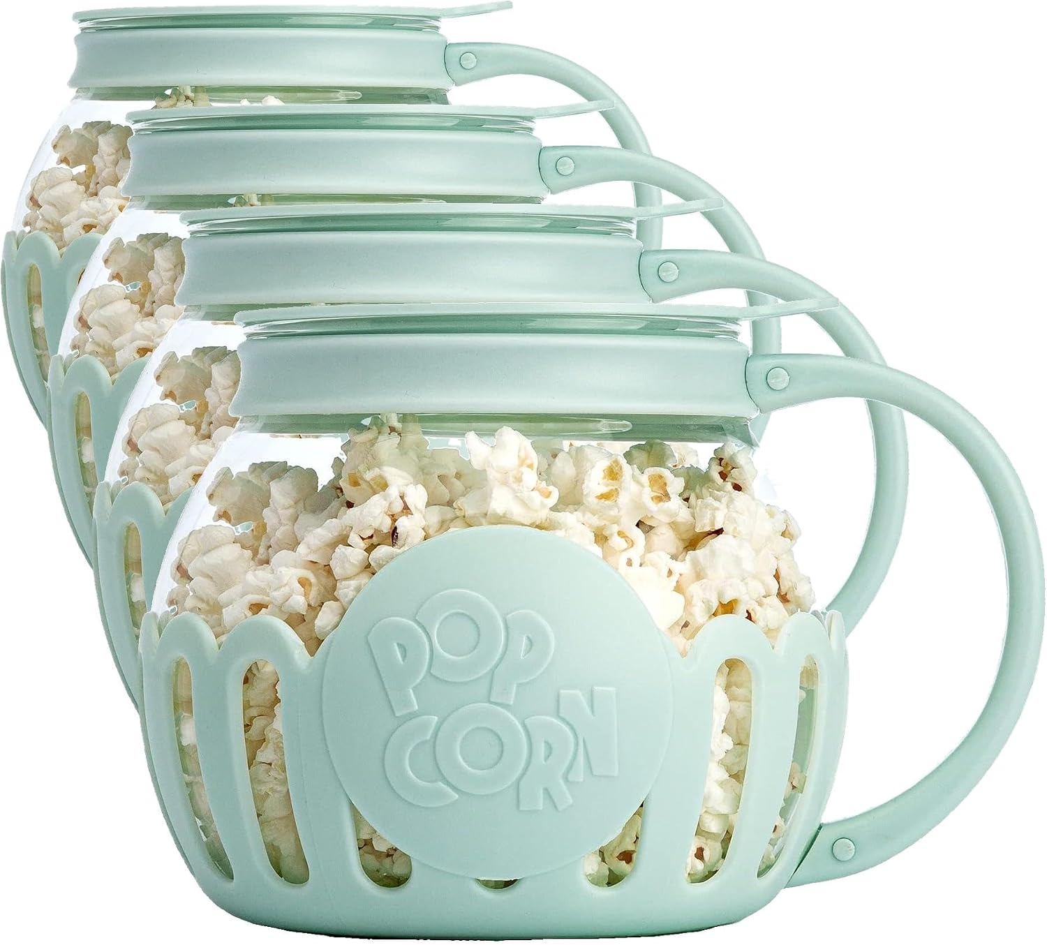 Ecolution Patented Micro-Pop Microwave Popcorn Popper with Temperature Safe Glass, 3-in-1 Lid Measures Kernels and Melts Butter, Made Without BPA, Dishwasher Safe, 3-Quart, Red