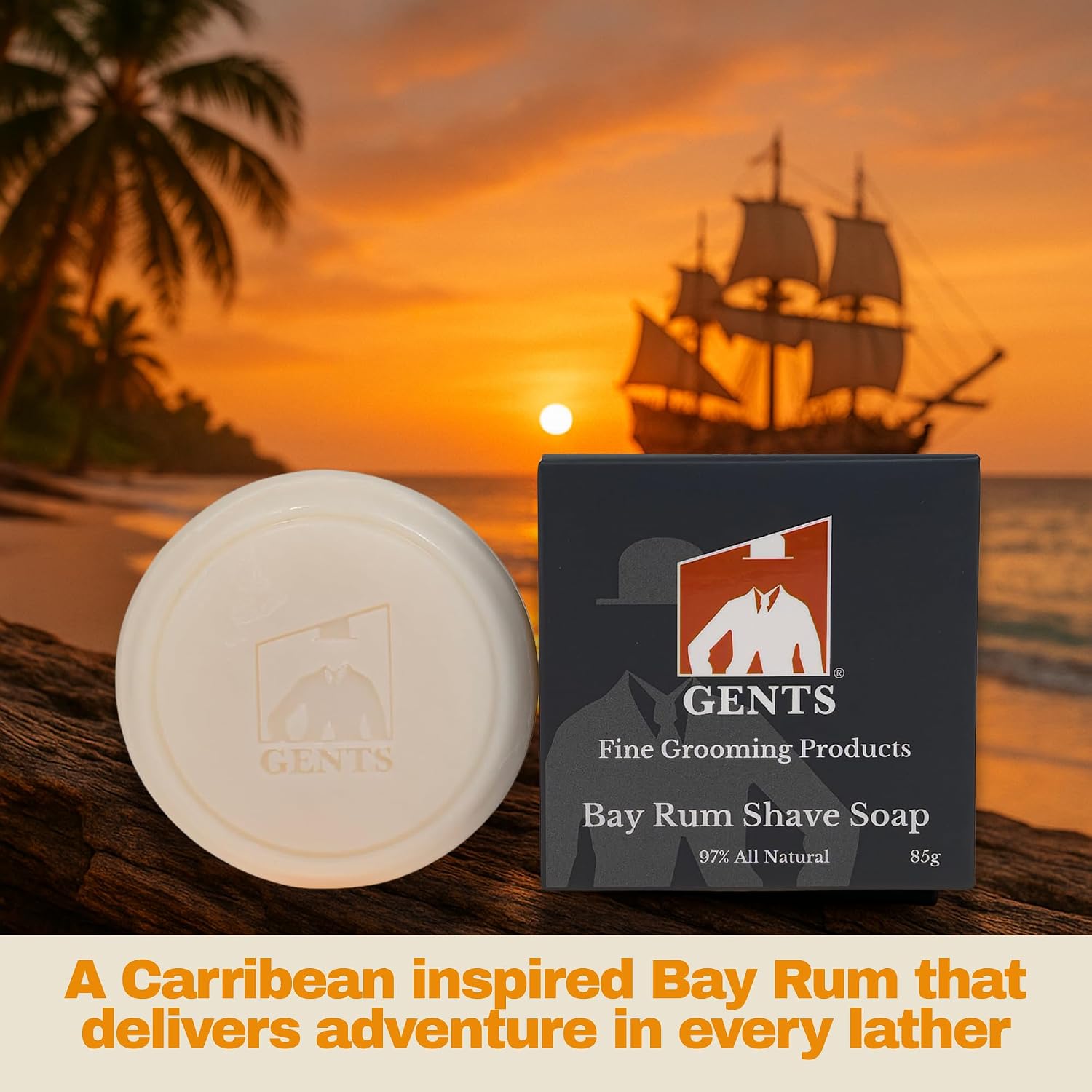 GENTS All Natural Shaving Soap Set for Men, 3 Pack Cedar & Pine, Sandalwood, Bay Rum, Shea Butter Rich Lather, Barbershop Wet Shave Grooming Kit