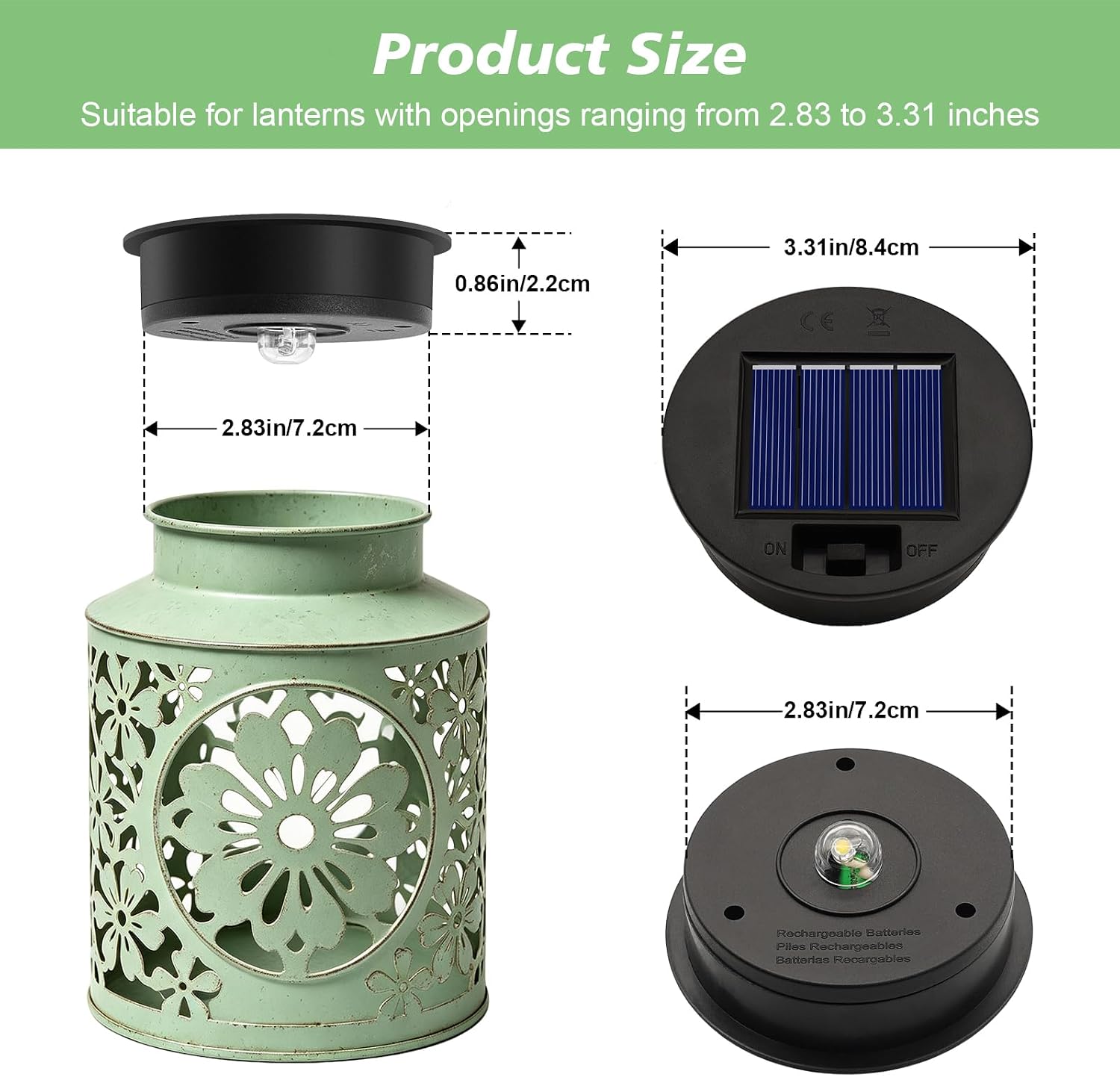 Solar Light Replacement Top Parts 4 Pack(Top Size 3.31 inch