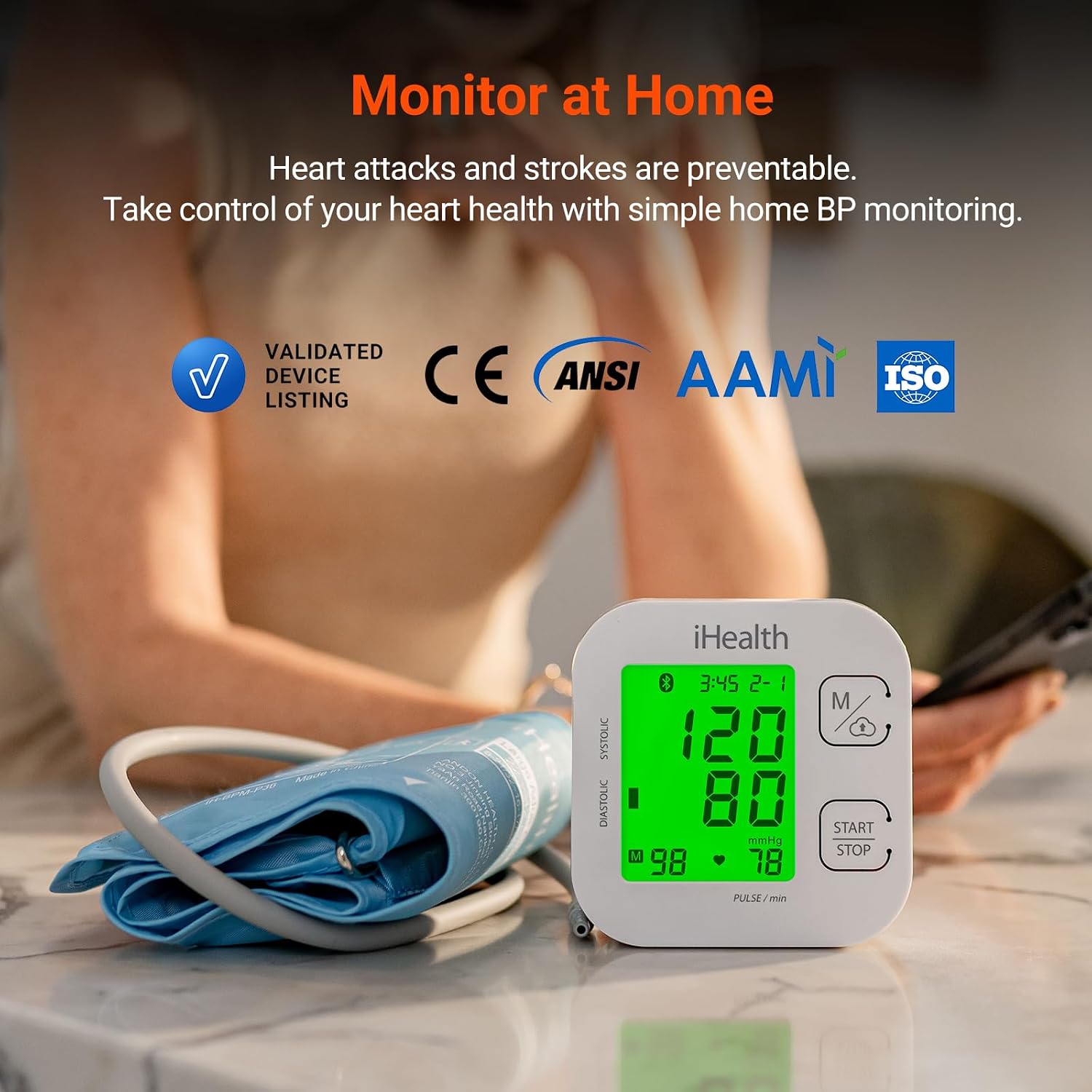 iHealth Track Smart Upper Arm Blood Pressure Monitor with Wide-Range Cuff | Bluetooth BP monitor for standard to large adult arms