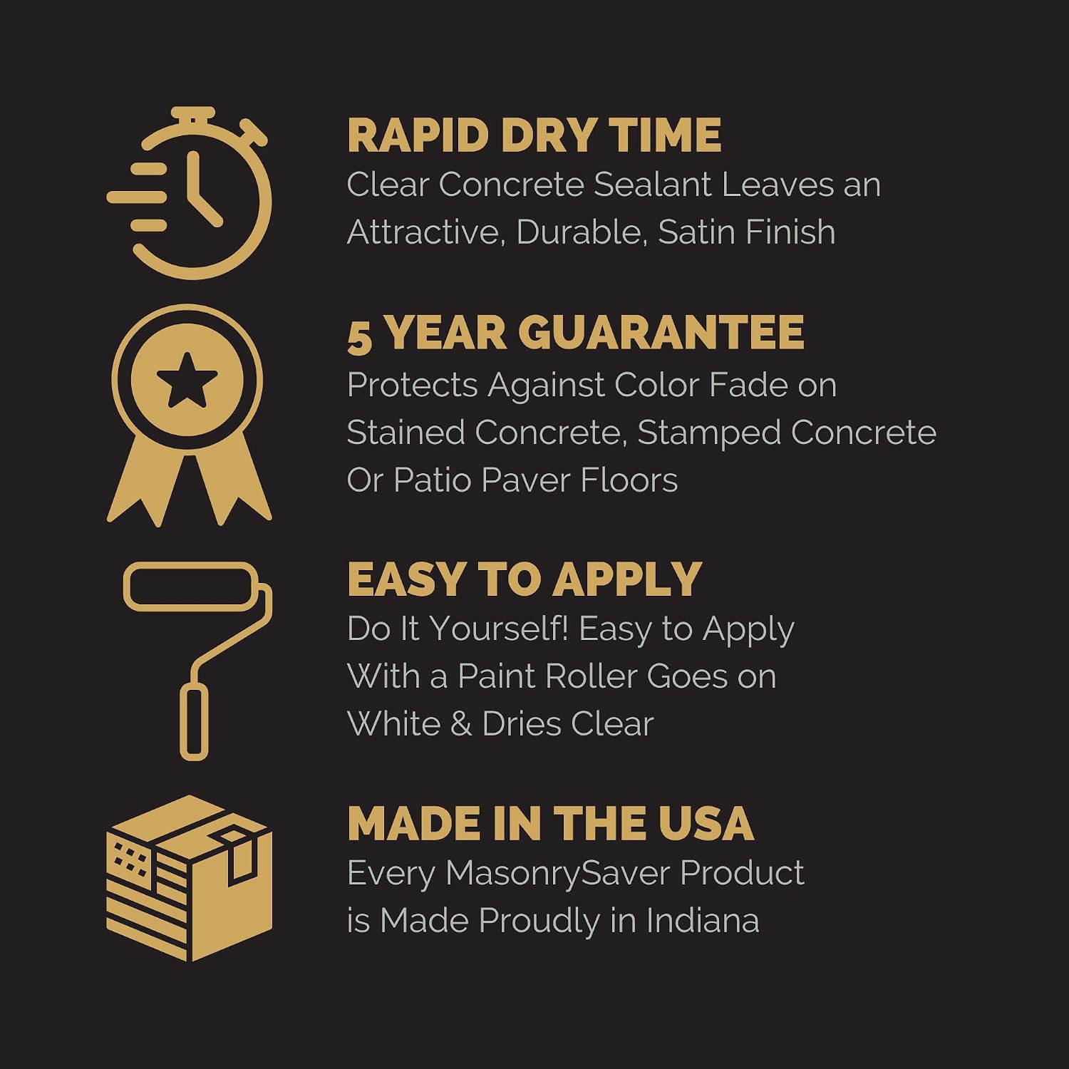 Stamped Concrete Sealer, 1 Gallon - Clear, Water-Based Satin Sealer for Stamped Concrete, Masonry & Natural Stone Surfaces