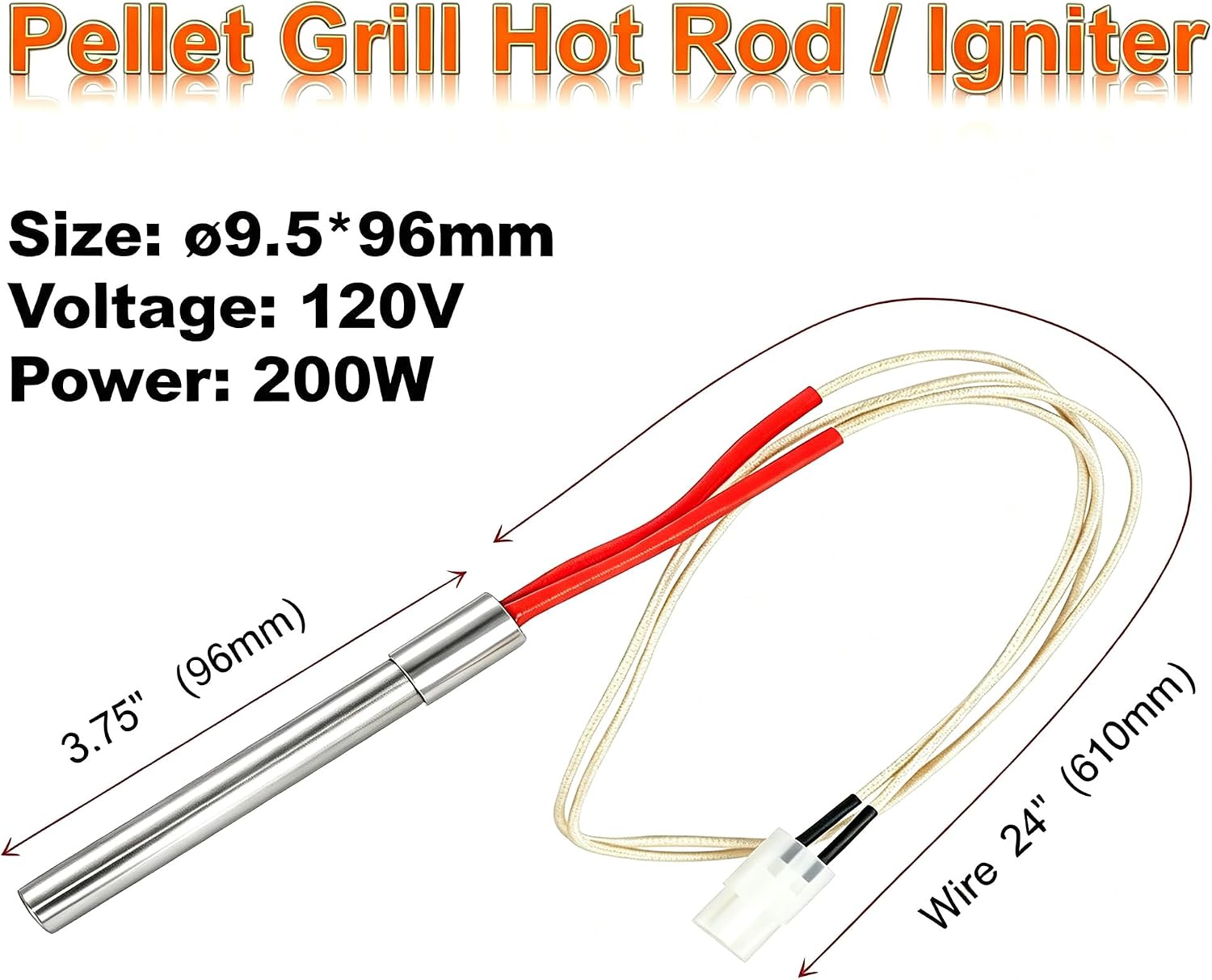 Pellet Grill Burn Pot & Igniter Kit, 200W/120V Heating Element