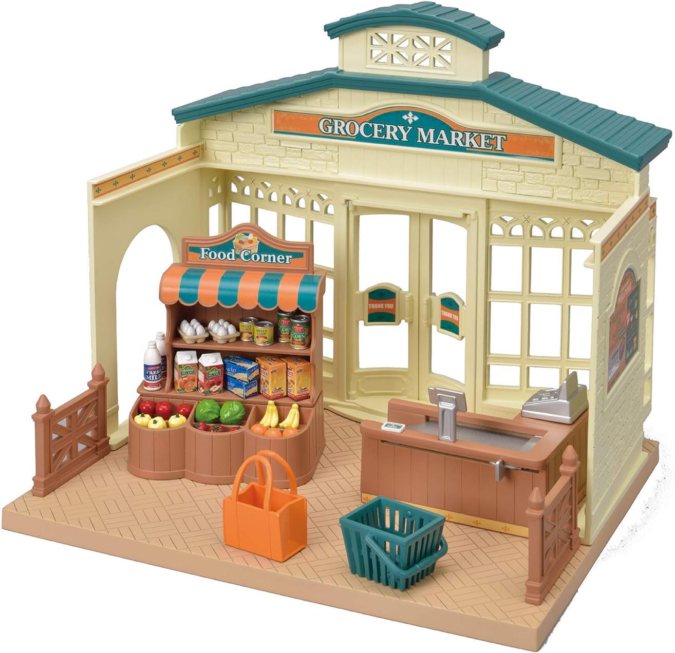 Calico Critters - Grocery Market - Town Collection - Kids Pretend Play Toy | Stock shelves, fill baskets