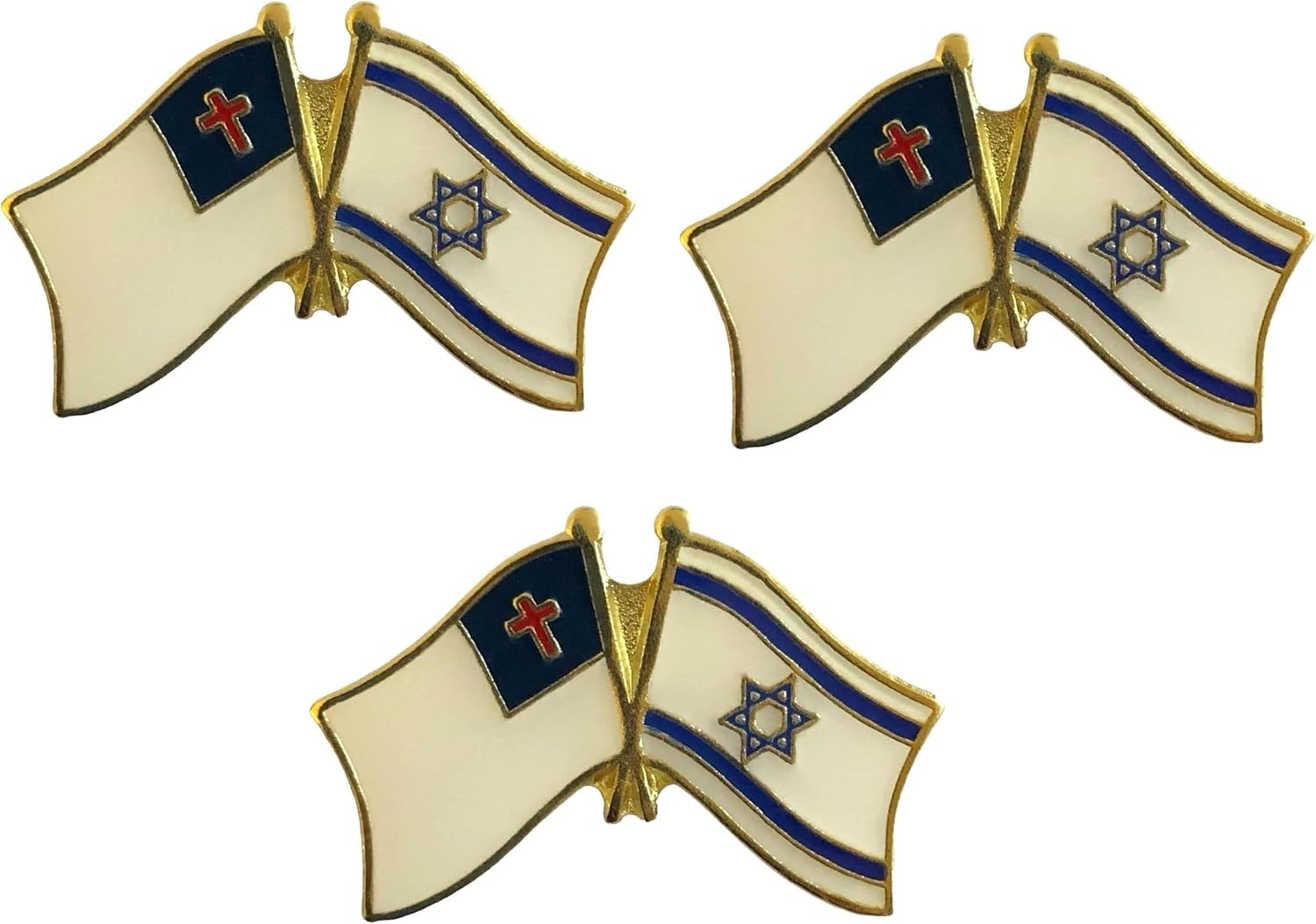 3 National Country Flag Crossed Enamel Flag Pins Pack of 3 Friendship Double Flags