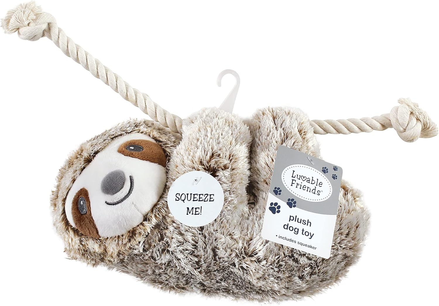 Luvable Friends Unisex Baby Squeaky Plush Dog Toy With Rope