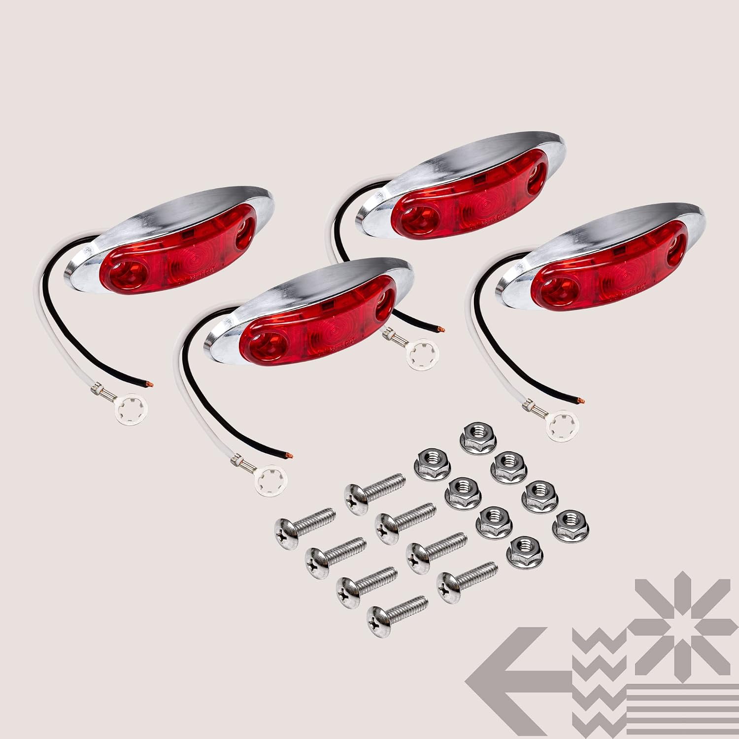 TRUE MODS 2pc 2.5" Amber Oval LED Trailer Marker Lights for Boat Trailer RV