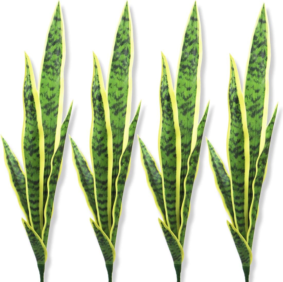 Bird Fiy Artificial Snake Plants 30" Faux Agave Fake Sansevieria Artificial Silk Plant for Home Garden Office Store Decoration 4 Pcs (Yellow)