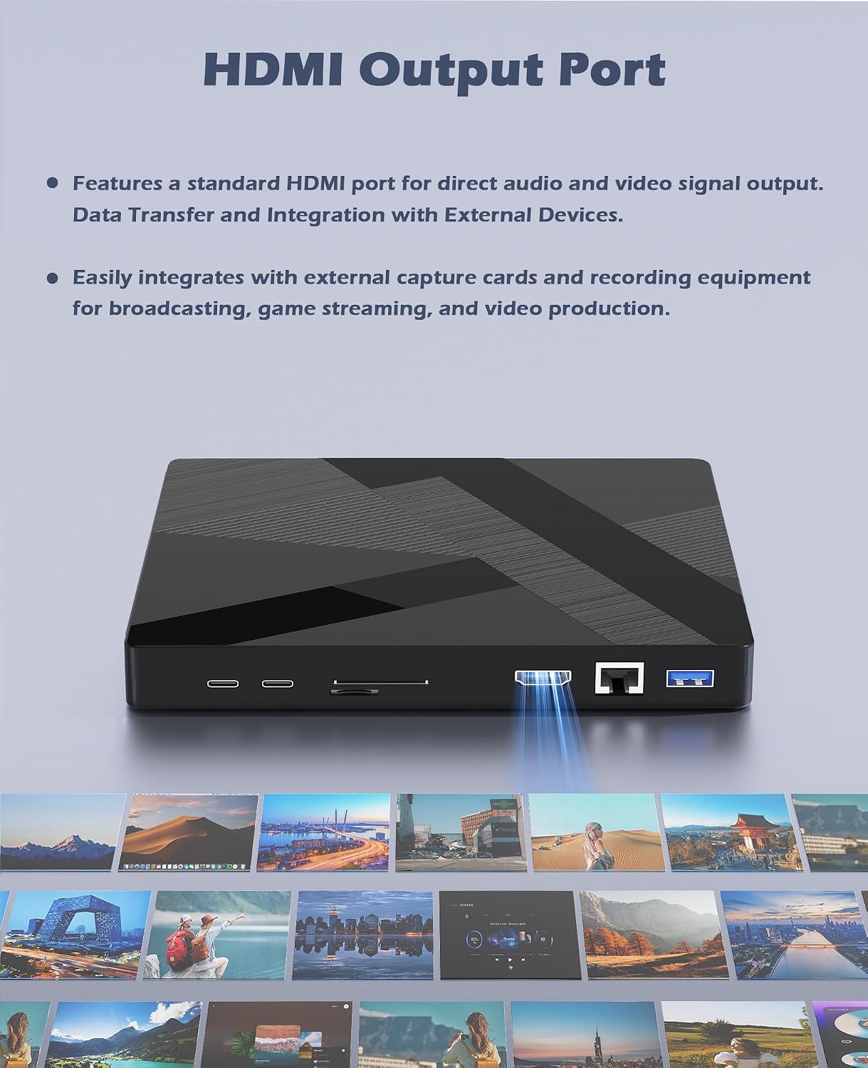 Wbacon External Blu ray Drive, Support 100GB BDXL-RE Disc Reading Writing | 40Gbps External Bluray Burner with HDMI & LAN