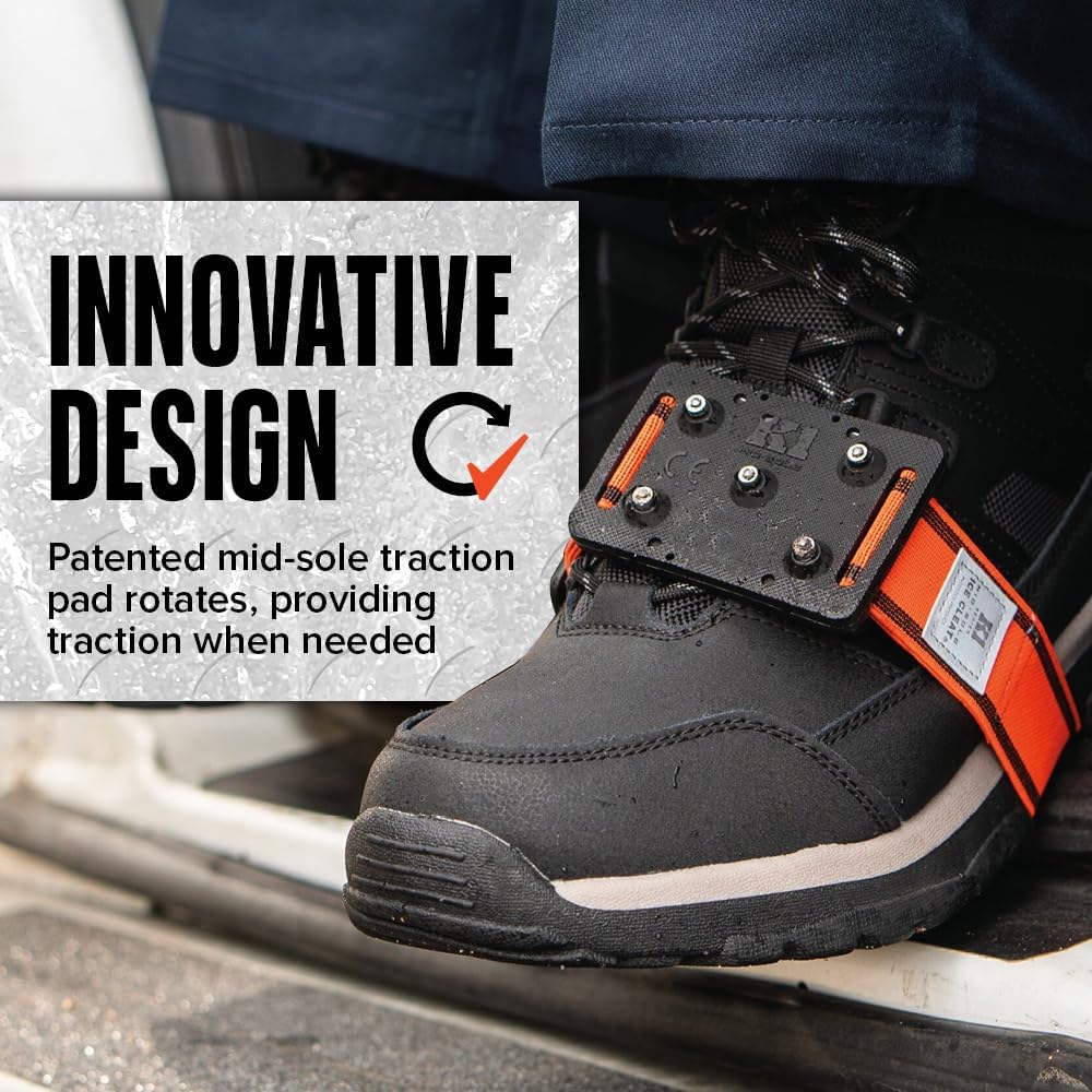 K1 Mid-Sole Ice Cleats for Men & Women - Rotatable Traction Aids For Winter Snow - Hi Vis - Low Profile