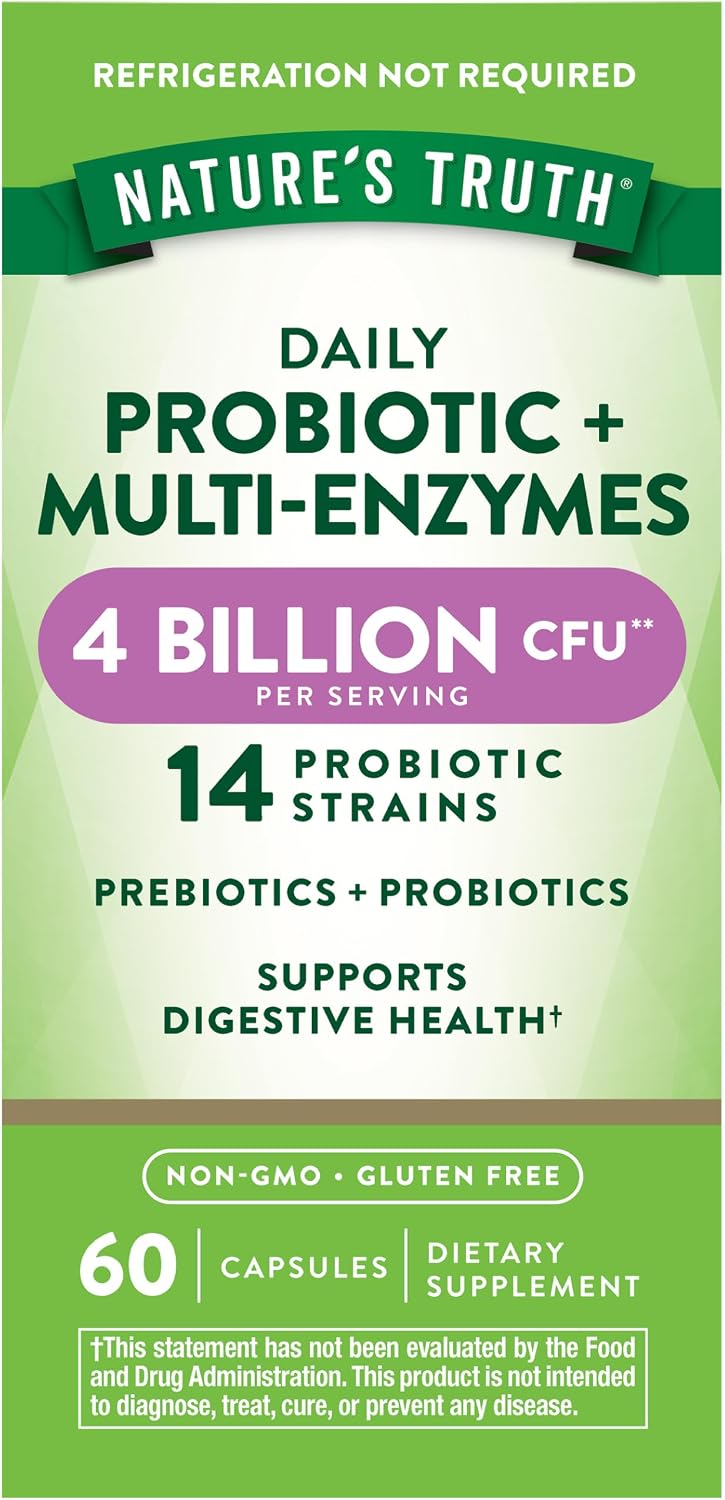 Nature's Truth Probiotics with Enzymes | 60 Capsules | for Men and Women
