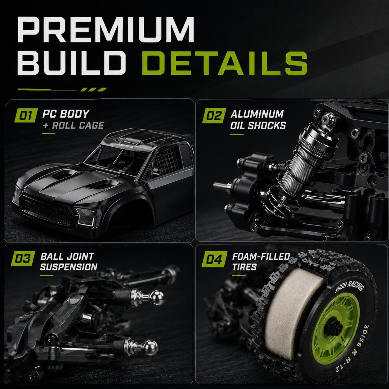 UDIRC 1203PRO 1/12 RC Short Course Truck, 50MPH 3S Brushless Fast RC Car with Gyro and Center Diff for Adults, 4WD All Terrain Desert Truck RTR