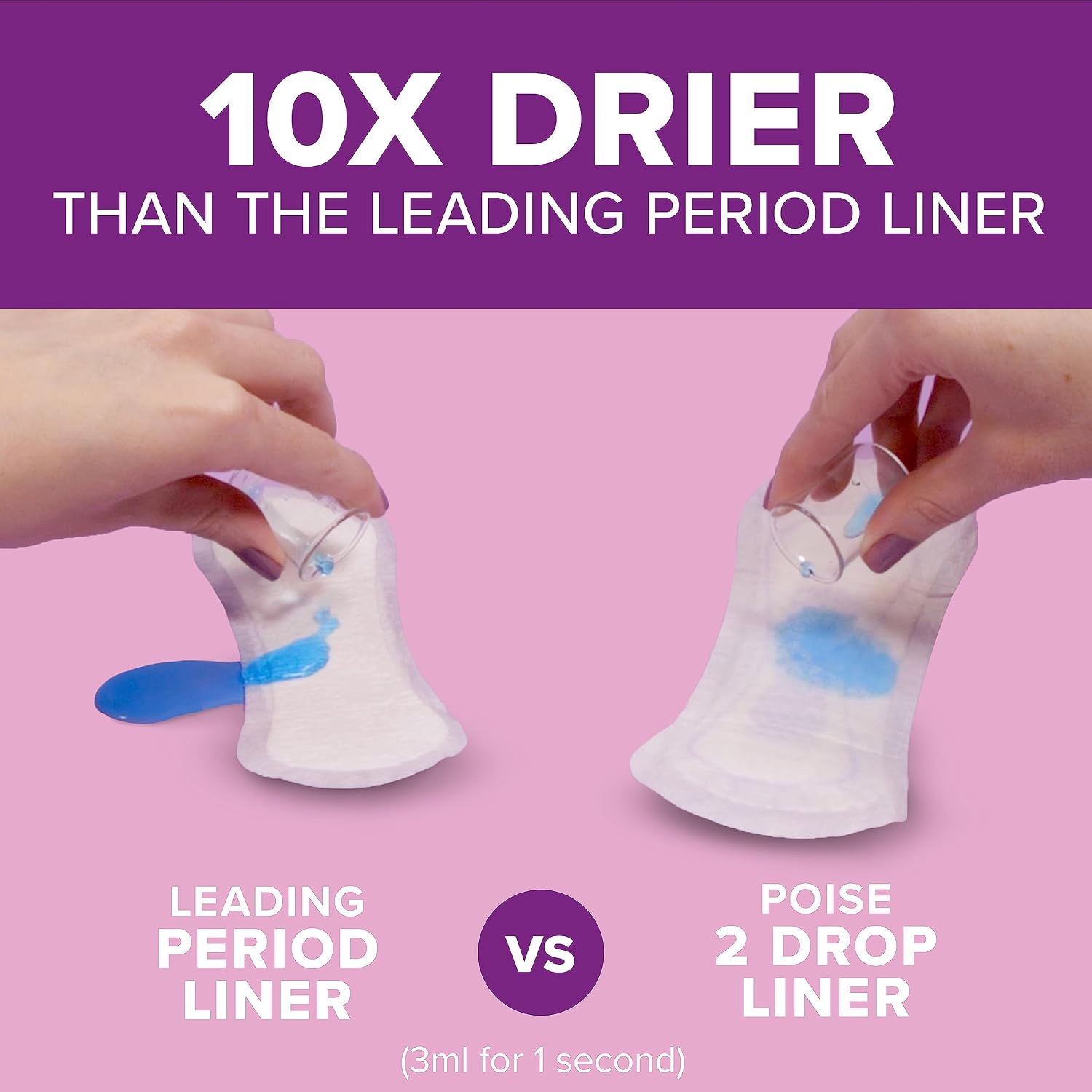 Poise Daily Liners, Incontinence Panty Liners for Bladder Leaks, 2 Drop Very Light Absorbency, Long Length, 264 Count of Pantiliners (6 Packs of 44), Packaging May Vary