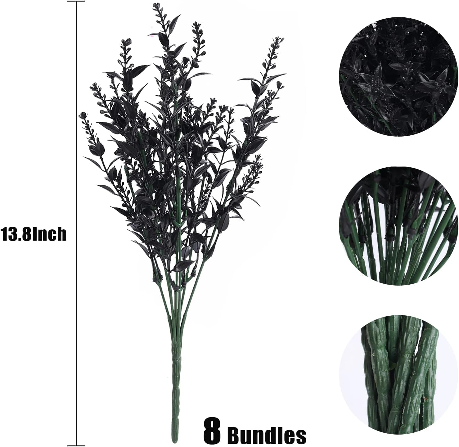 RECUTMS Artificial Greenery Lavender Fake Shrubs Flowers 8 Pcs UV Resistant