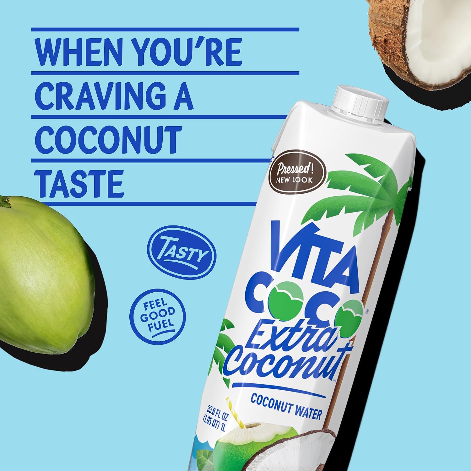 Vita Coco Coconut Water, Pure Original, Refreshing Coconut Taste, Natural Electrolytes, Vital Nutrients, 33.8 Oz (Pack of 6)
