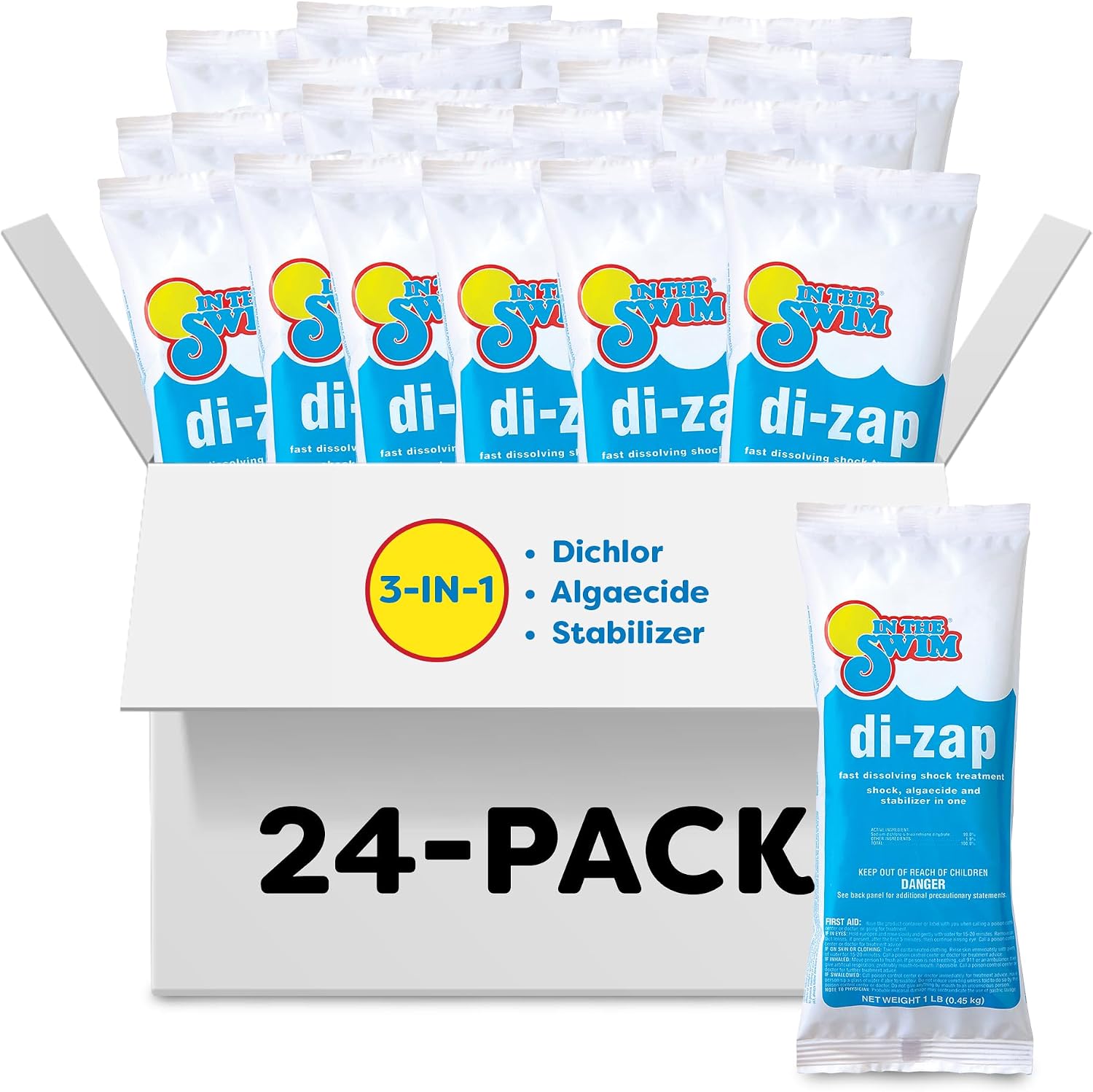 In The Swim Premium 3-in-1 Pool Shock - Di-Zap - 24 x 1 Pound Bags