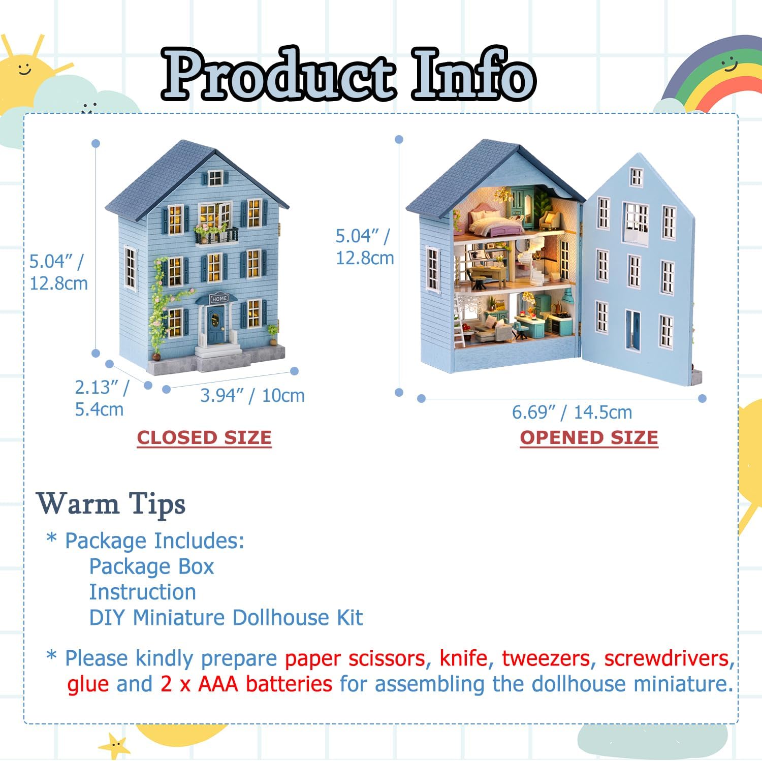 DIY Miniature Dollhouse Kit with Furniture Plus Dust Proof | 1:24 Scale Creative Room Mini Wooden Doll House Accessories for Kids Teens Adults Aged 14+(Beach Cottage)