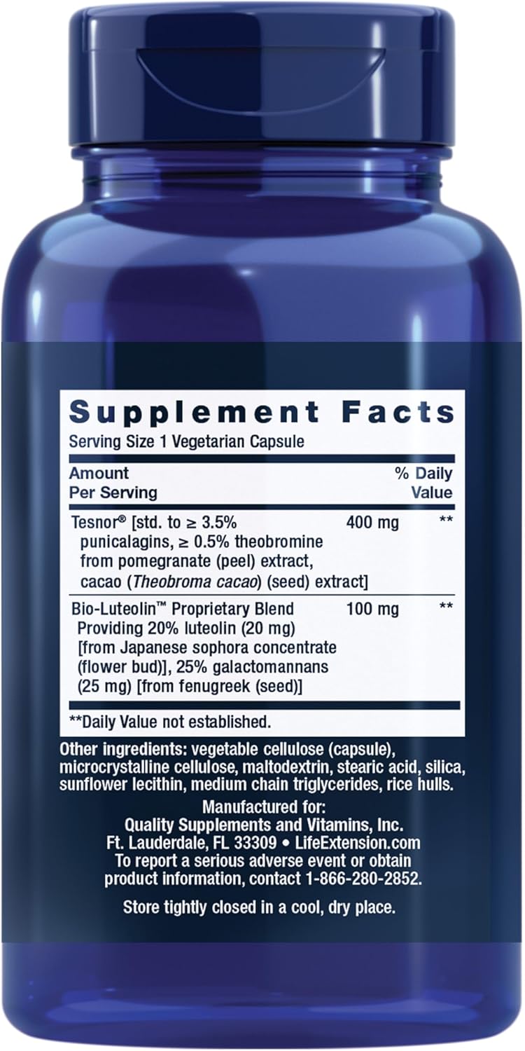 Life Extension Testosterone Elite, Testosterone Supplement, Male Health Support Supplement, Pomegranate, Cacao, Luteolin, Non-GMO, Gluten-Free