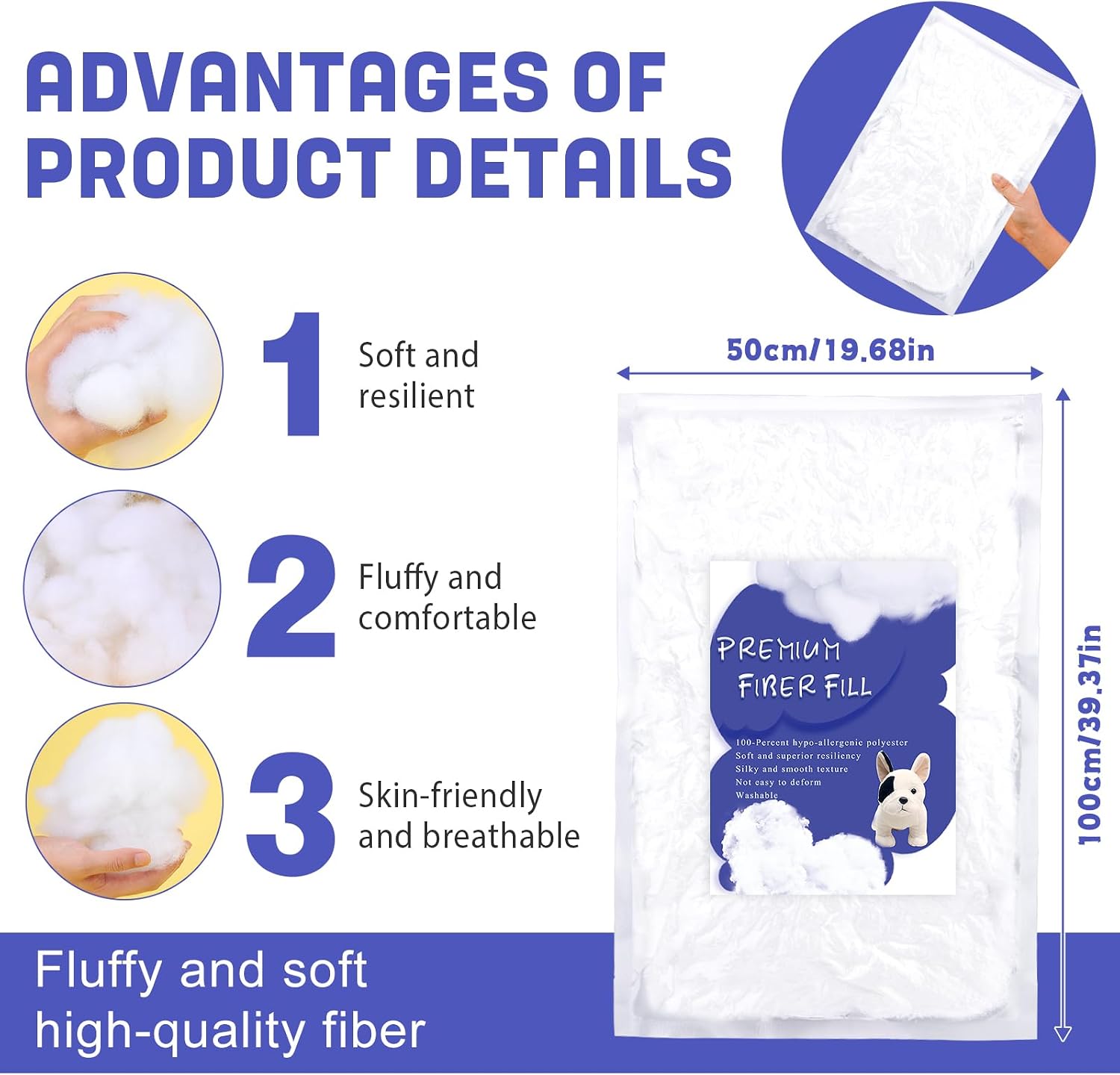BUTUZE 250g/8.8oz Polyfill Stuffing Fiber Fill,Stuffing for Stuffed Animals