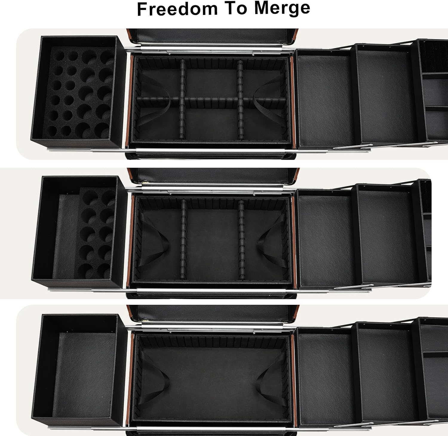 Stagiant Rolling Makeup Train Case Large Storage Cosmetic Trolley 4 Tray with Sliding Rail Removable Middle Layer with Key Swivel Wheels Salon