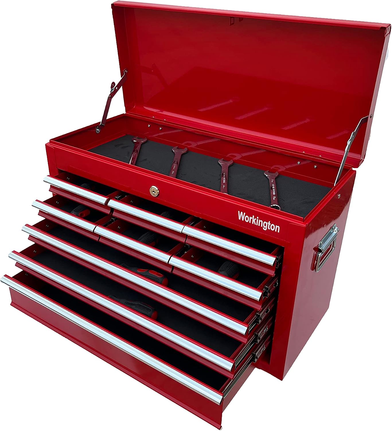 Workington Portable Metal Tool Chest with 9 Drawers, 24" 9-Drawer Tool Chest Cabinet with Ball Bearing Drawer Slides