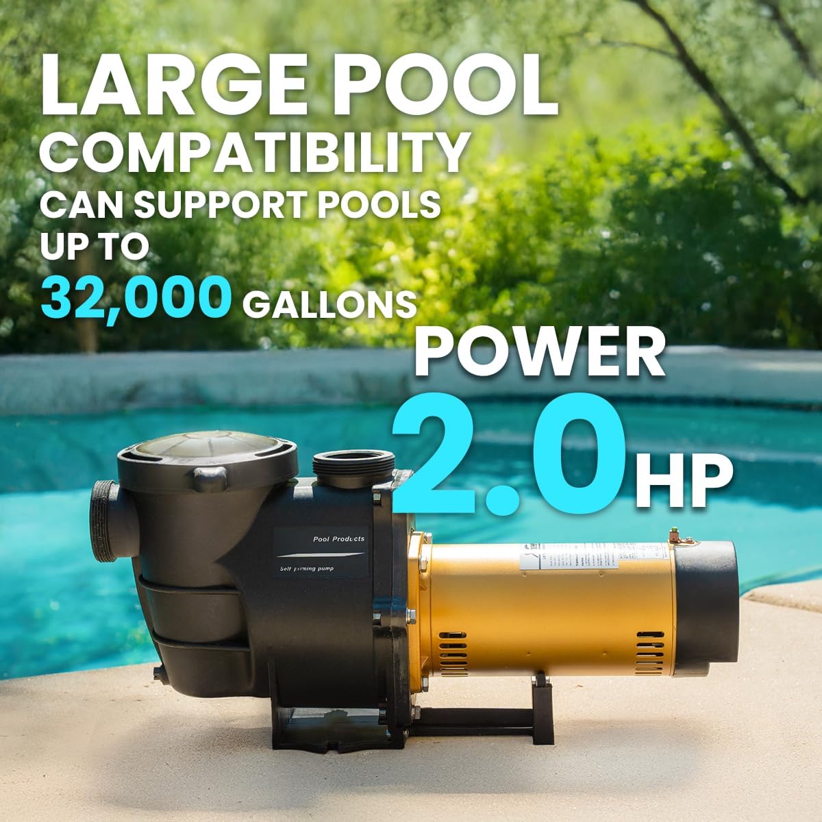 XtremepowerUS 3/4HP 2,400GPH High Flow Pond DIY Self Priming for Above Ground Swimming Pool Pump Strainer Basket 1.5" NPT Inlet/Outlet With Adapter Set
