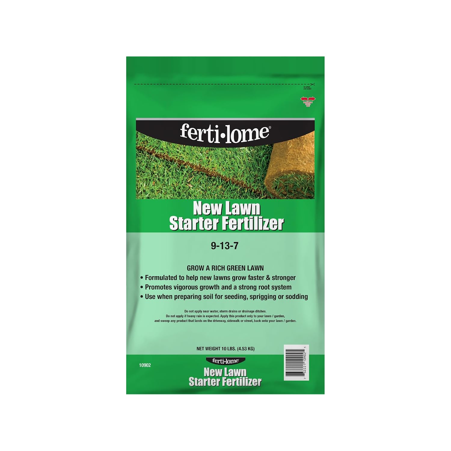 Fertilome (10906) New Lawn Starter Fertilizer 9-13-7, 20 lbs | 9-13-7 seed & sod starter - Develops roots before rapid growth, safe for new lawns - Lawn starters