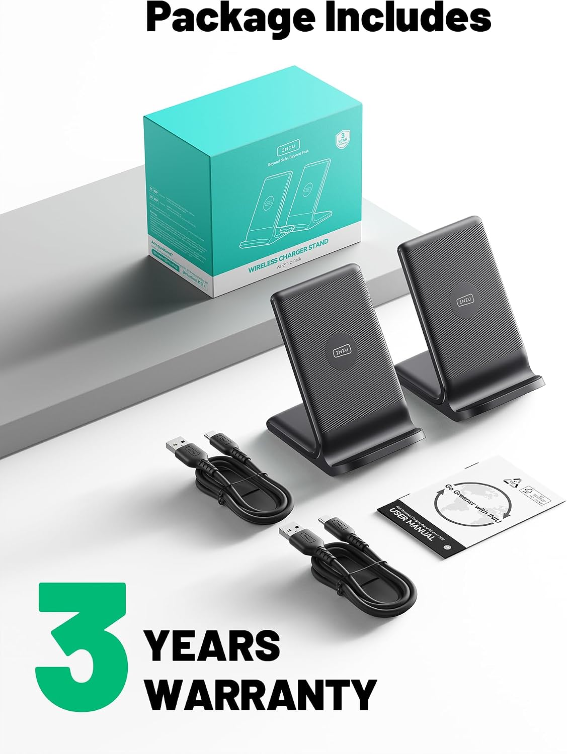 INIU Wireless Charger, 15W Fast Wireless Charging Phone Station with LED