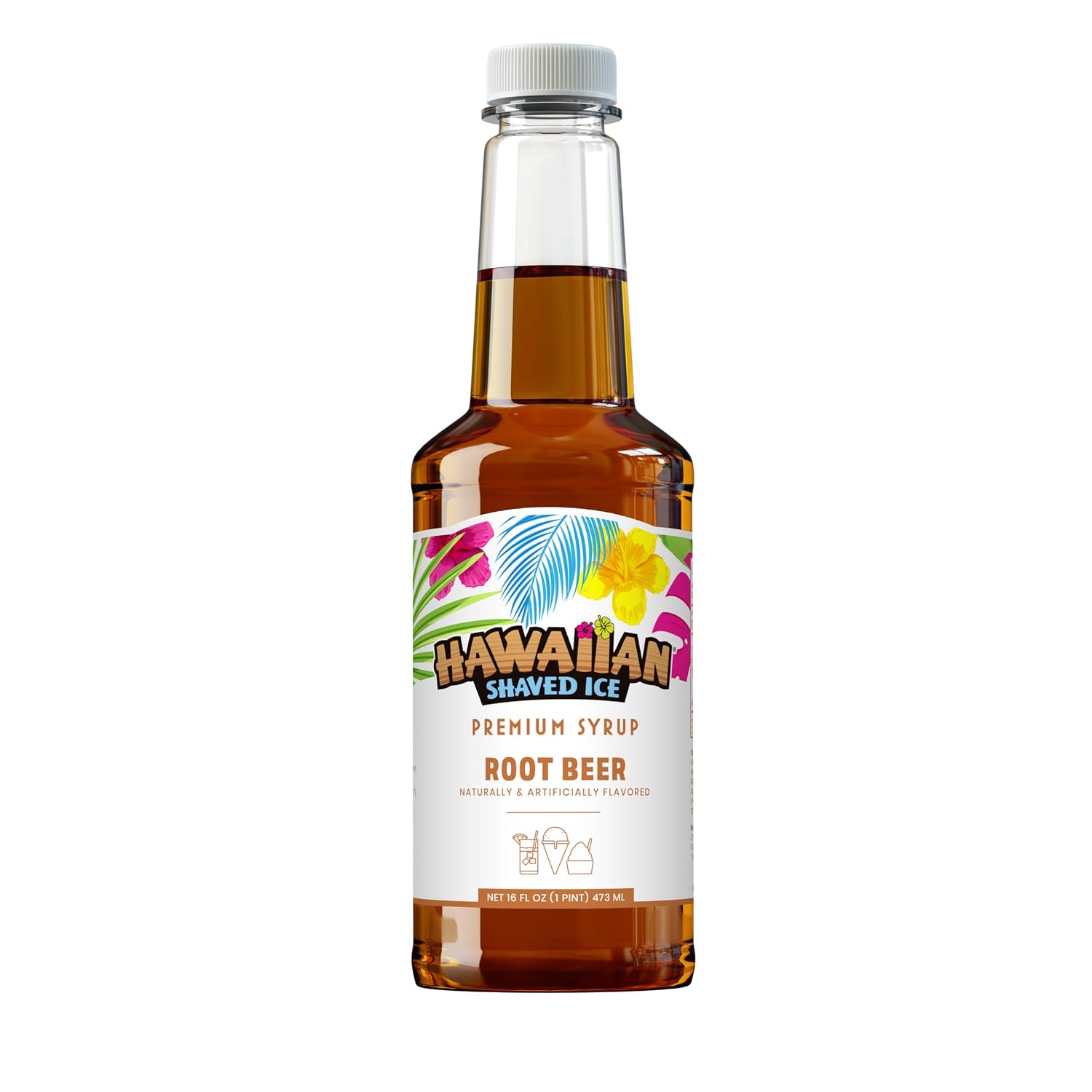 Hawaiian Shaved Ice Blue Raspberry Syrup - Made Nut Soy Dairy Free in the USA - Flavor Fluffy Shaved & Crunchy Snow Cone - Shelf Stable After Opening - Makes 8 Servings - 16 ounces