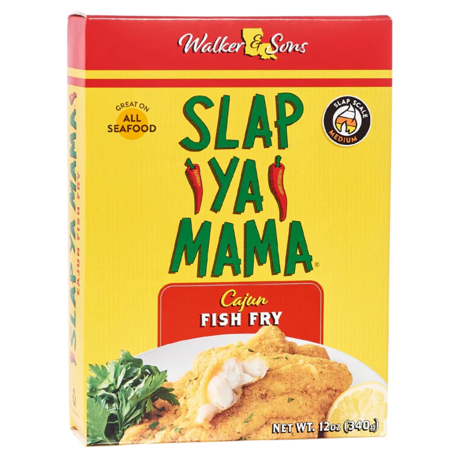 Slap Ya Mama Louisiana Style Cajun Fish Fry, No MSG and Kosher, 12 Ounce Box, Pack of 3 | Three 12 oz boxes of Cajun fish-fry breading for fish