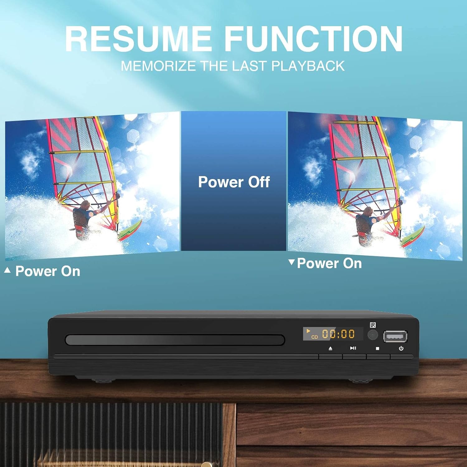 HD DVD Player, CD Players for Home, DVD Players for TV, HDMI and RCA Cable Included, Up-Convert to HD 1080p, All Region, Breakpoint Memory