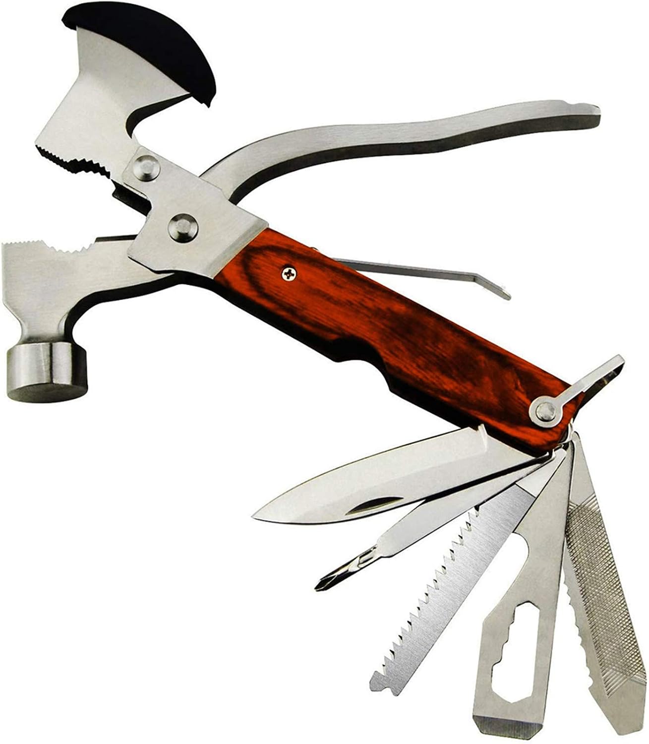 18-in-1 Multitool Camping Axe Hammer, Multi Tool with Plier, Knife | Emergency Escape Tool, Survival Gear for Outdoor Hunting Hiking, Fathers Day Gift for Men Dad Husband Boyfriend