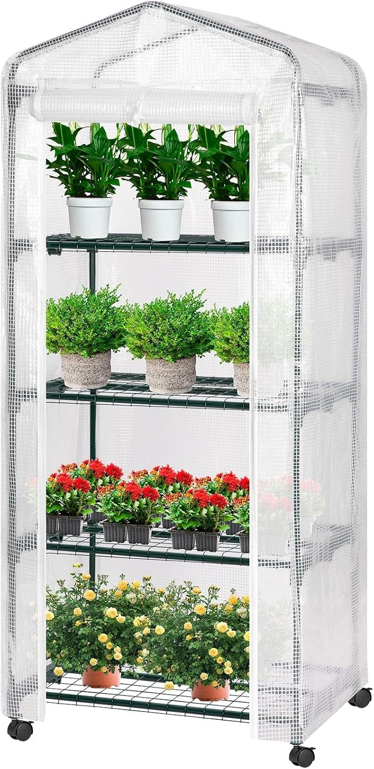 VIVOSUN Mini 4-Tier Greenhouse with Wheels