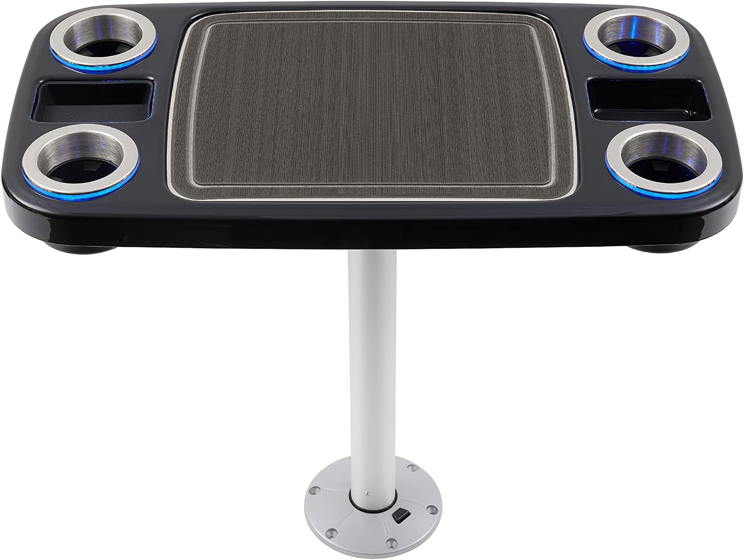 Manufacturers' Select Battery Op Lit Marine Boat Table Leg Set. Large Top with Blue LED Drink Holder. Pontoon Accessories