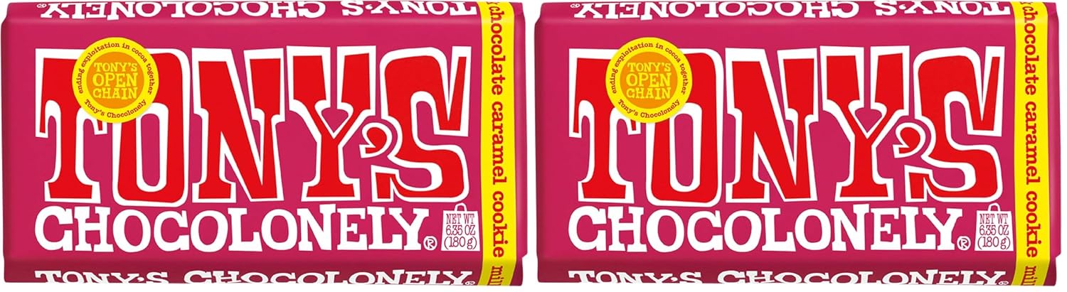 Tony’s Chocolonely 32% Milk Chocolate Caramel Sea Salt Bars, No Artificial Flavoring, Fairtrade & B Corp Certified, 6.35 Ounce (15 Bars)
