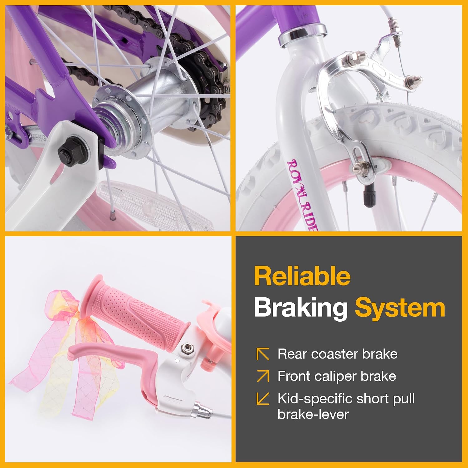 RoyalBaby Girls Bike Classic & EZ Kids Bike, Balance and Pedal Bicycle, 12 14 16 18 20 Inch Toddlers to Big Kids 3-10 Years