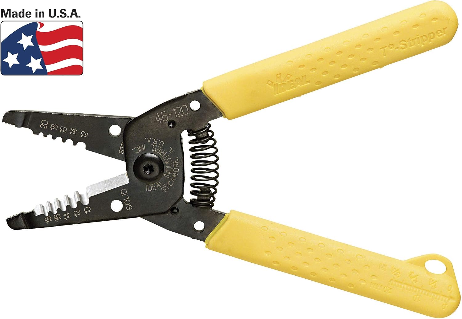 IDEAL Electrical Reflex Super T-Stripper Wire Strippers, 8–16 AWG Solid, 10–18 AWG Stranded, Ergonomic Wire Cutter and Stripping Tool with Textured Sleeves, Locking Handle